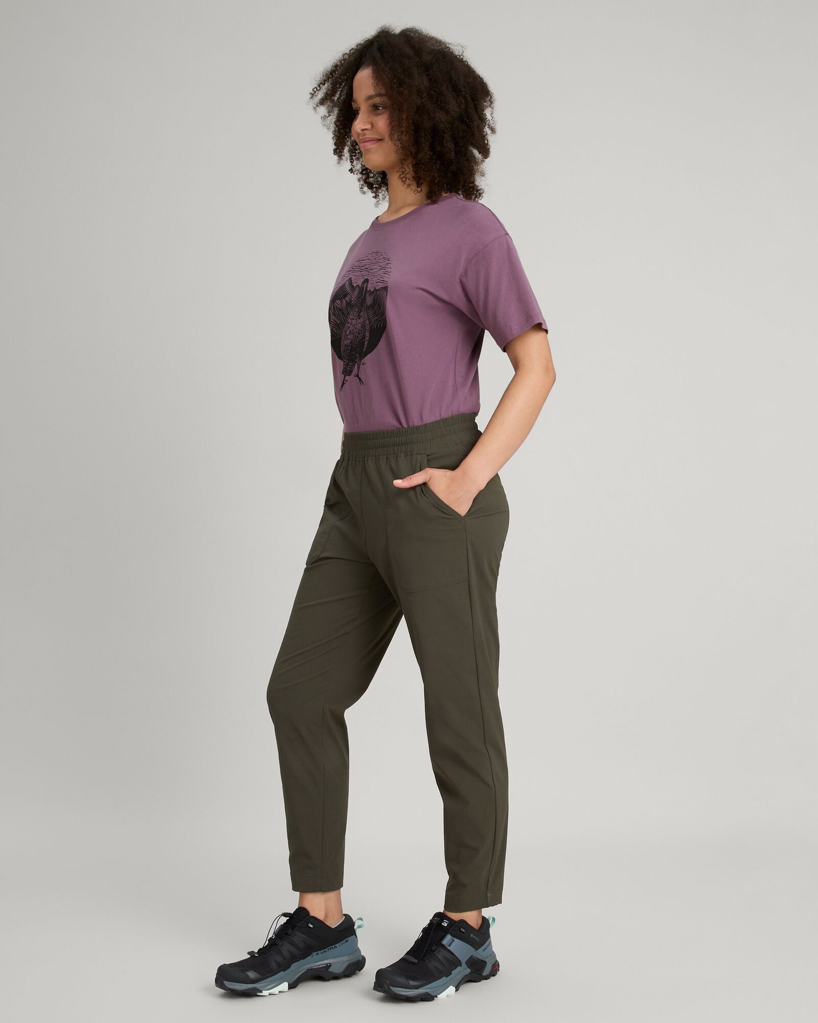 Women's Miro Tapered Pants - Dark Moss Green High Waist Slim Fit Work Pants for Office & Business Casual Wear