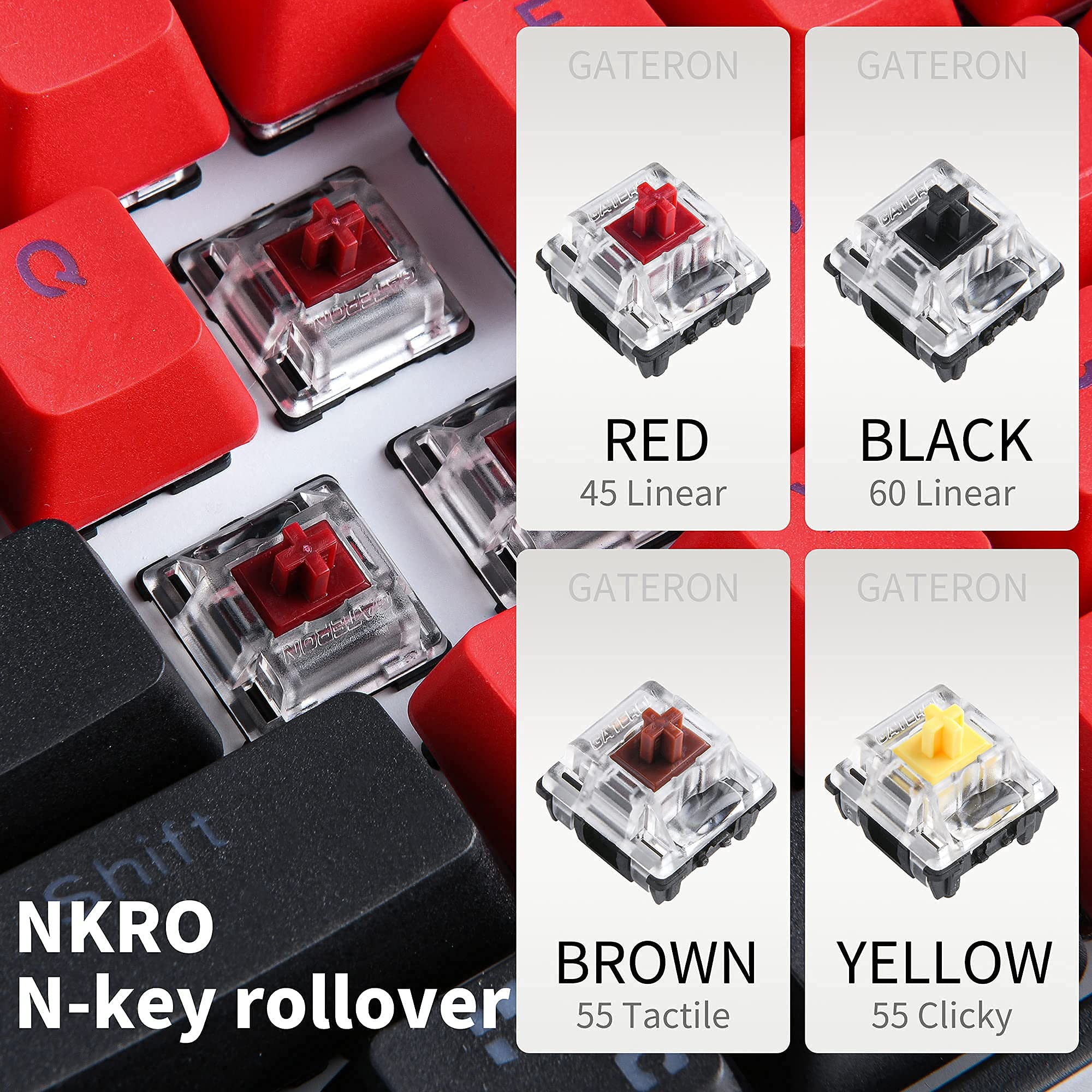 SK61 60% RGB Mechanical Keyboard - Hot Swappable Red Switches for Gaming & Typing