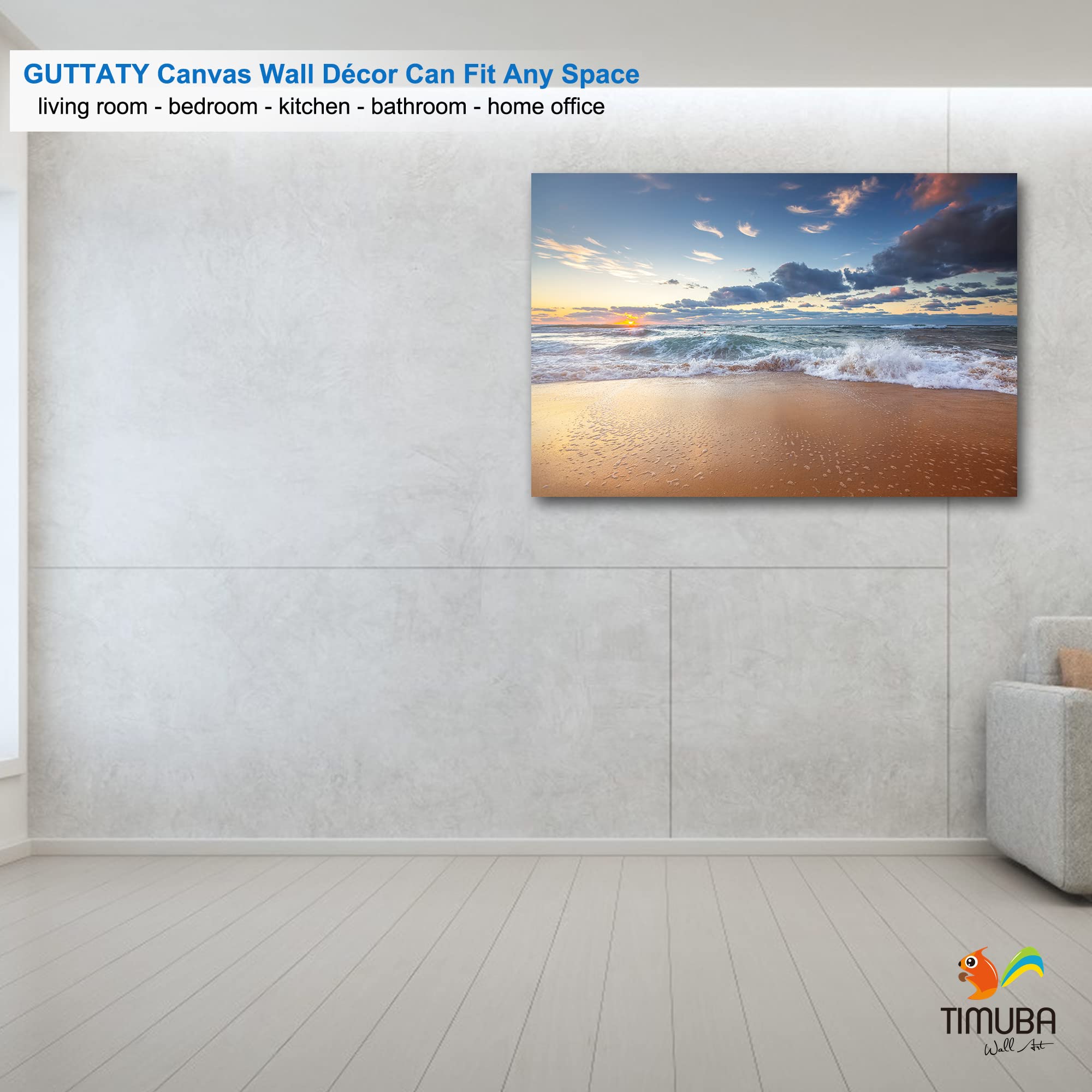 32x48 Inches Beach Wall Art Canvas - Ocean Sunset Pictures for Living Room & Bedroom Decor | Coastal Themed Home Wall Decorations | Perfect for Beach House, Vacation Rental or Seaside Theme Interior Design