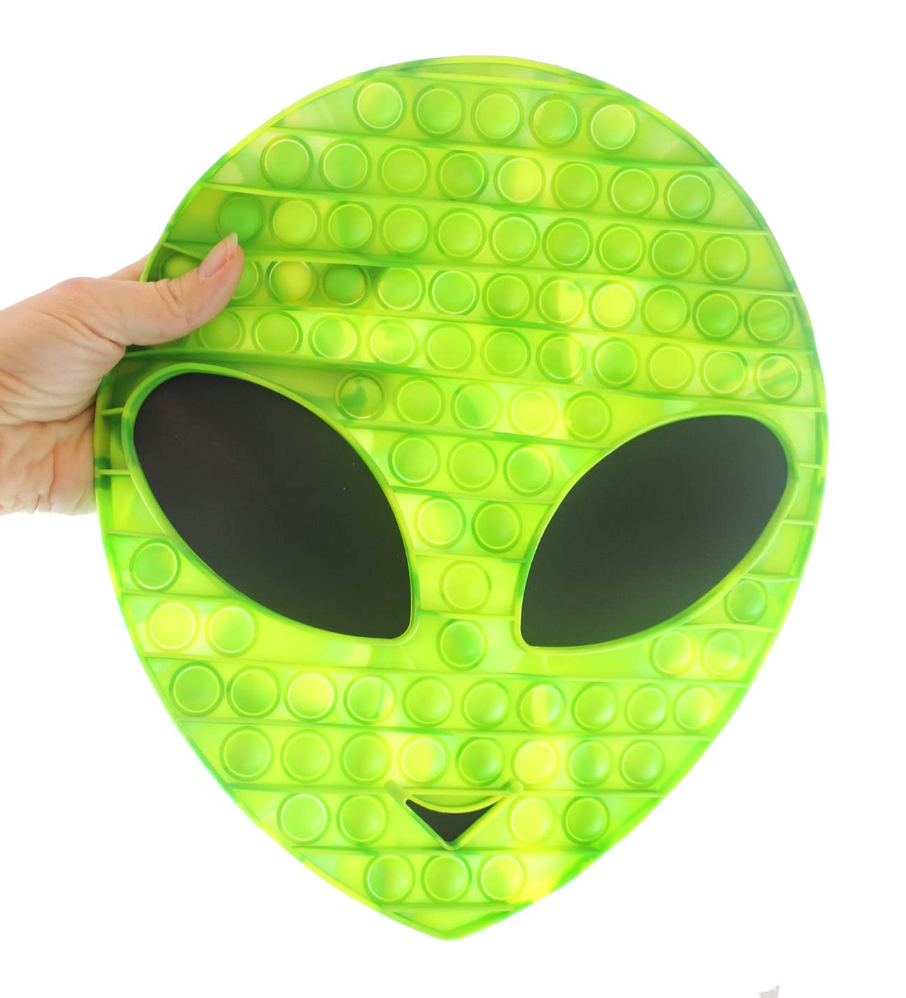 Green Jumbo Alien Bubble Pop Fidget Toy - Silicone Push Poke Sensory Stress Relief Toy for Kids & Adults - Bubble Popper Anxiety Reducer for Classroom, Office & Travel - OT Approved Fidget Tool (1 Green Alien)