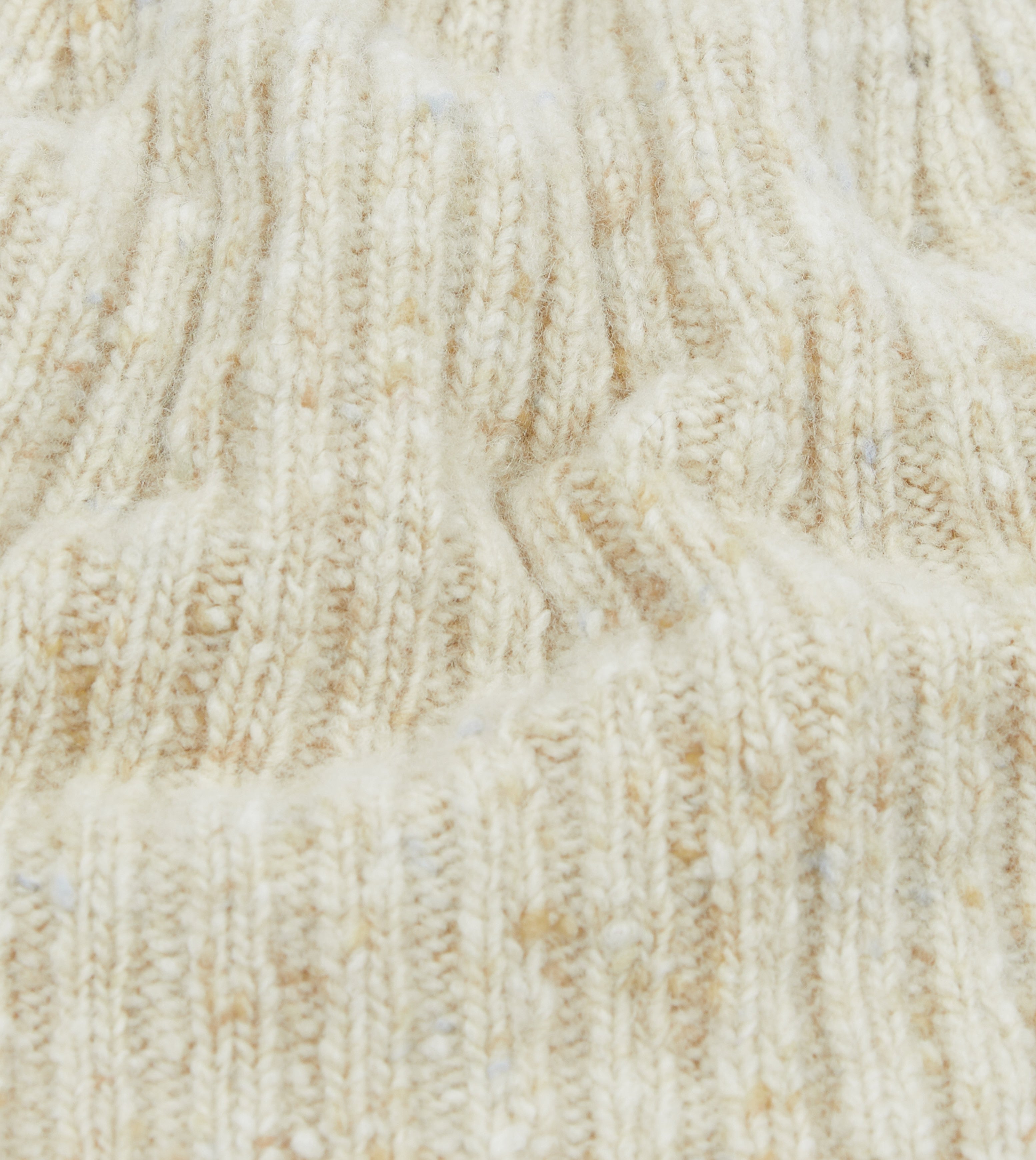 Oatmeal Donegal Ribbed Merino Wool Knit Beanie Hat - Warm Winter Accessory for Men & Women