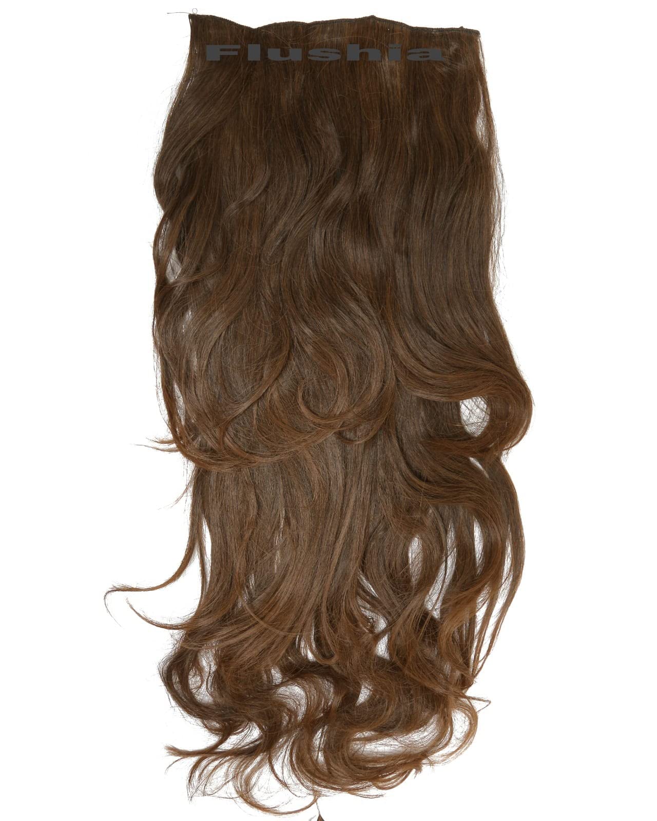 FLUSHIA 24-26 Inches Synthetic Hair Extensions & Wigs for Women - Dark Brown Straight & Curly Step Cut Clip-in Extensions with 5 Clips | Natural Looking No Shine Synthetic Hair for Daily Wear, Parties & Cosplay
