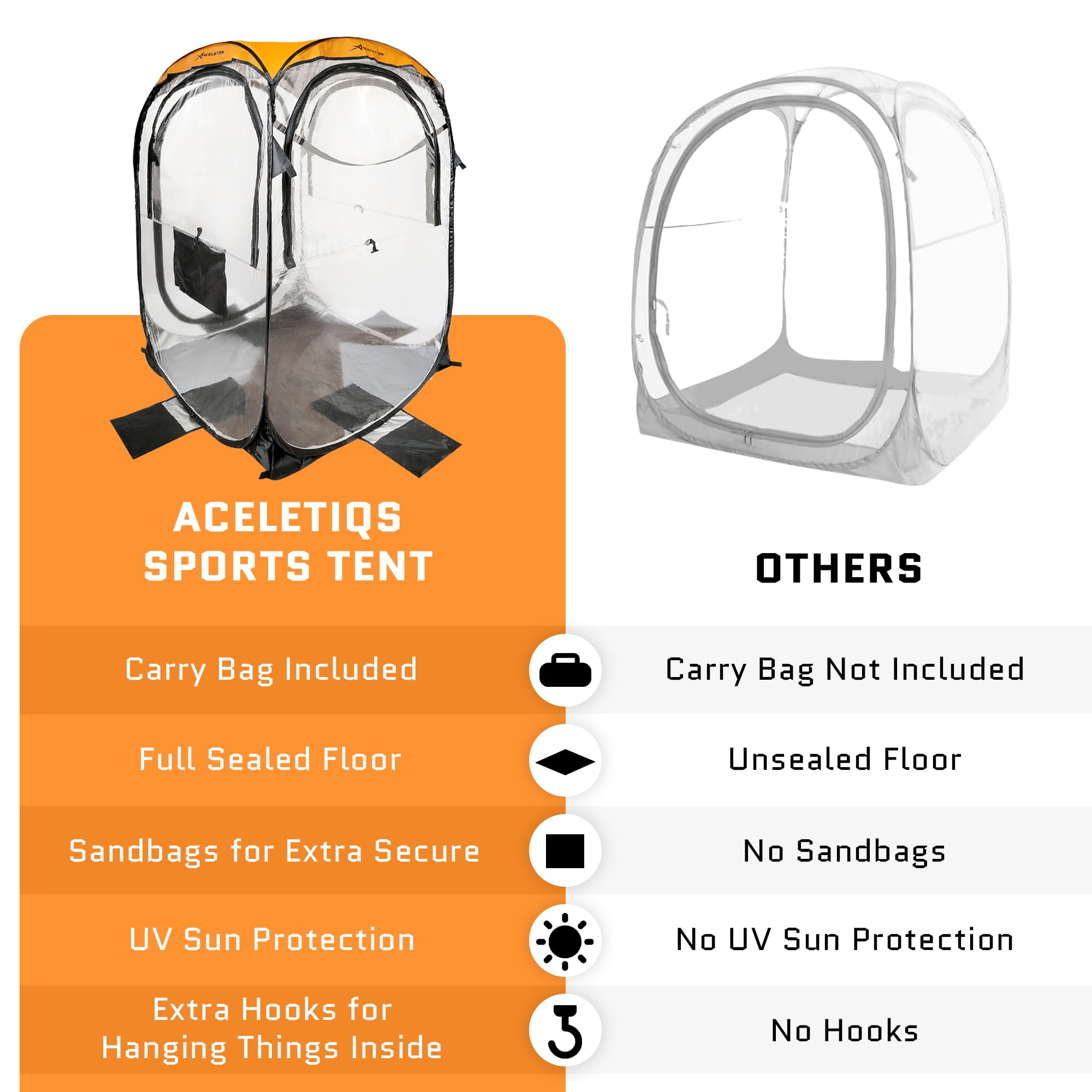 Instant Pop Up Weather Pod Tent - Portable & Foldable Sports Shelter with Clear View Bubble & Carry Bag - Perfect for Watching Sports Events, Camping, Fishing, Beach Outings and Outdoor Adventures