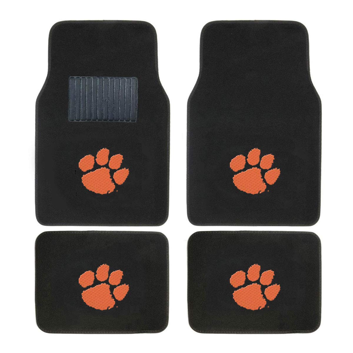 Officially Licensed Clemson Tigers AAC NCAA Carpet Floor Mats Bundle with License Plates & Sunshade - 7-Piece Set for Cars, Trucks & SUVs - Perfect for Game Days, Tailgating & Showing Team Spirit