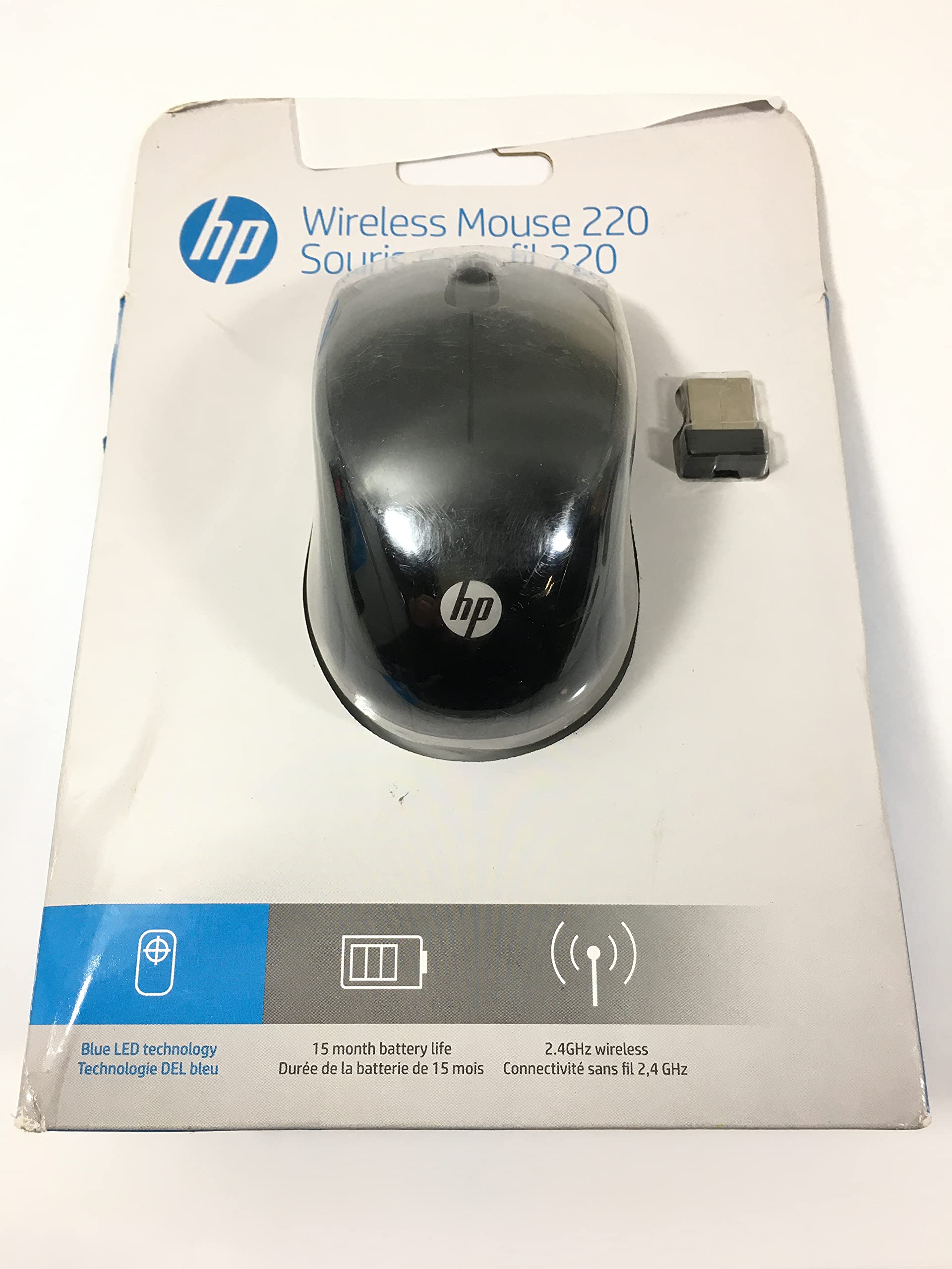 Wireless Mouse 220 for HP Laptop - Ergonomic Bluetooth Mouse with Silent Click, 2.4G USB Receiver, 1600 DPI - Black Medium Size for Office, Home & Travel Use by ebid-dealz