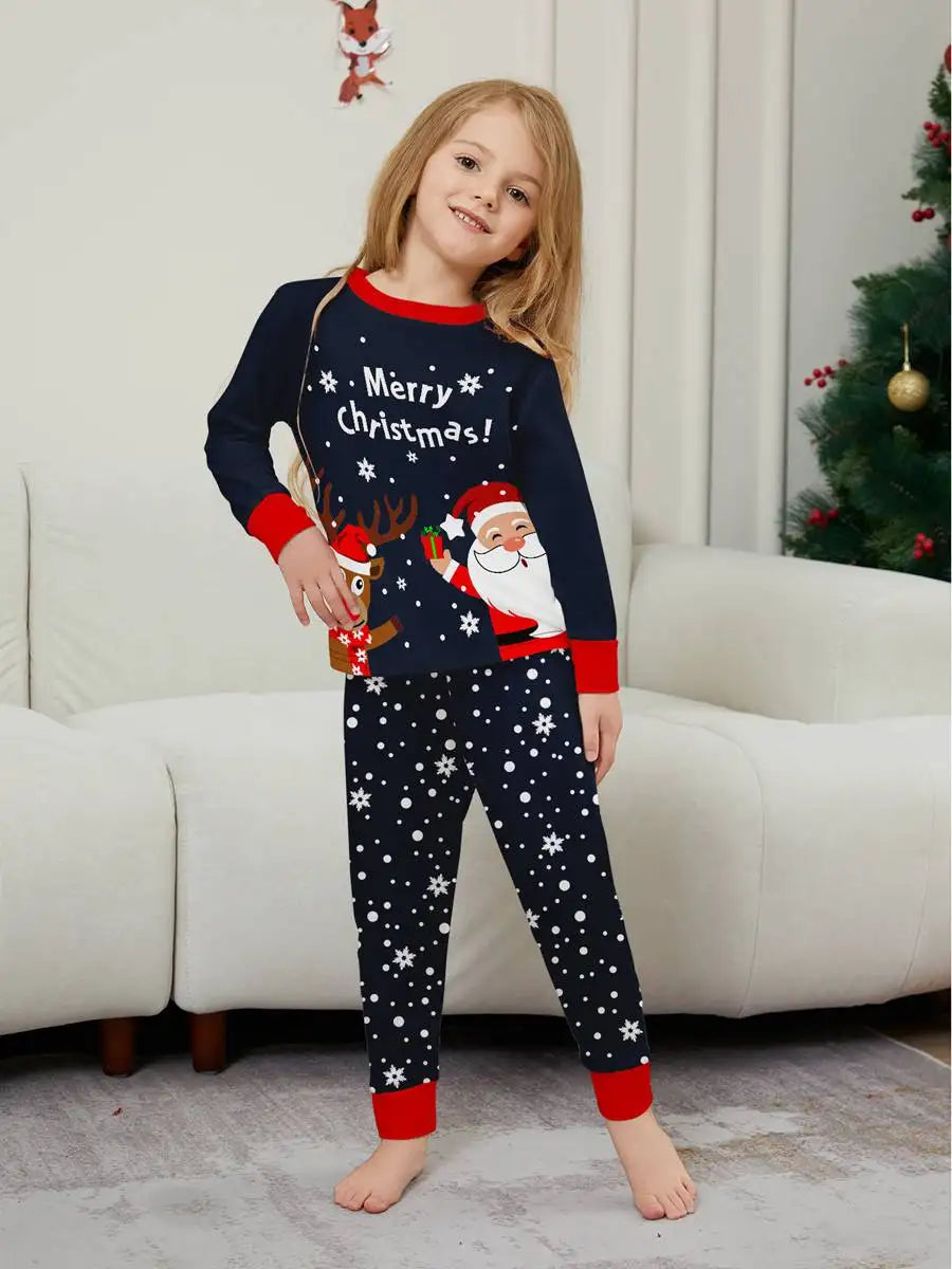 Santa Claus Reindeer Christmas Matching Family Pajamas Set - Cozy Holiday Pjs for Family Photos & Christmas Morning