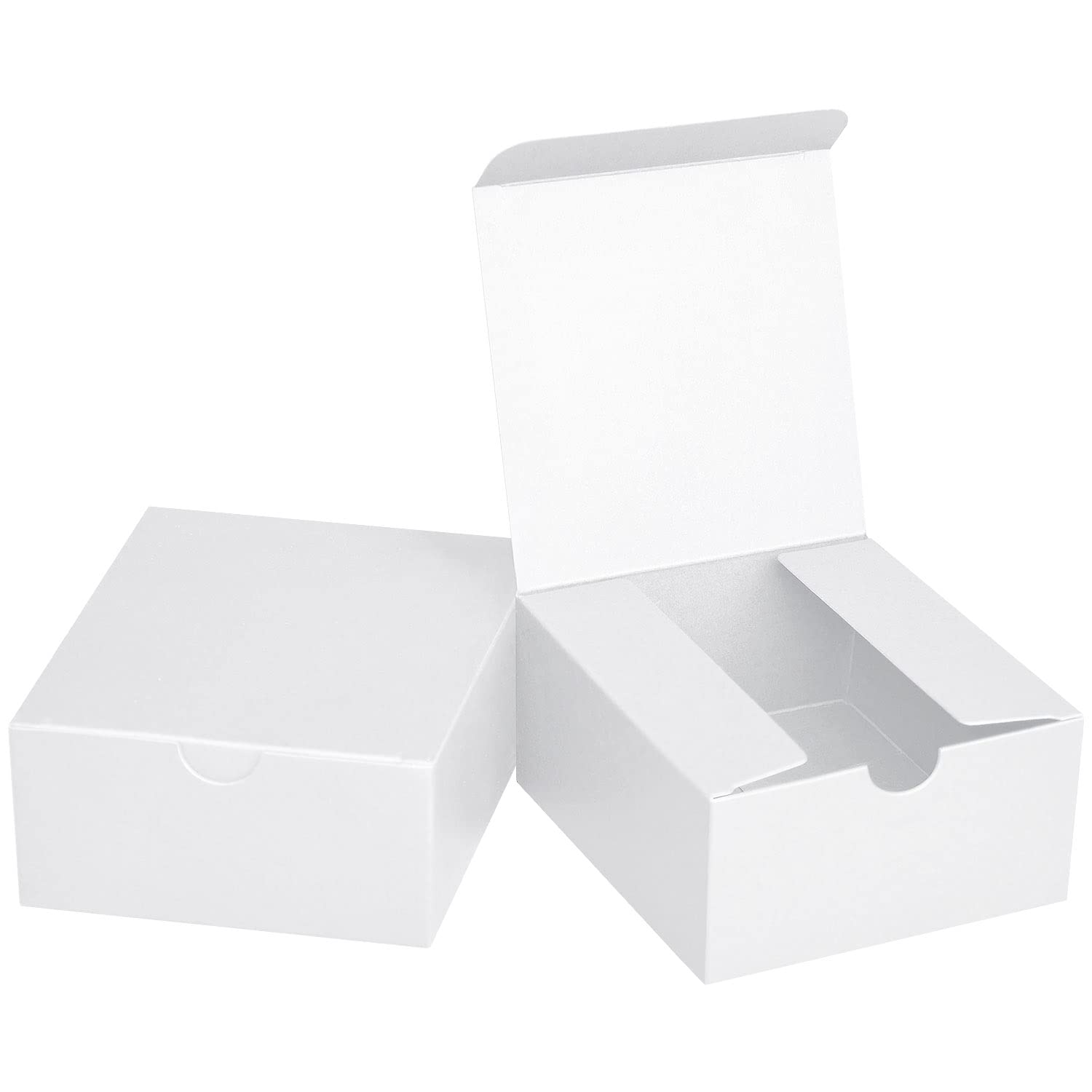 Fairlegend 4x4x2 Inch Small White Kraft Paper Gift Boxes - 50 Pack Pure White for Party Favors, Wedding Showers, Candy, Crafts & DIY Projects - Perfect for Handmade Gifts, Jewelry Packaging & Small Treats