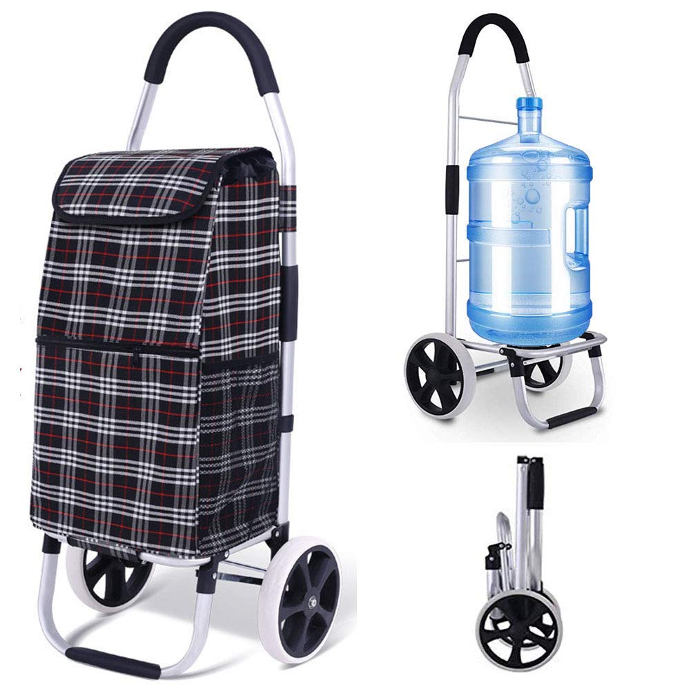 Collapsible Folding Wagon Cart - Heavy Duty 2-Wheel Shopping Trolley with Removable Waterproof Grocery Bag | Foldable Compact Design for Grocery Shopping, Beach Trips, Camping & Outdoor Activities