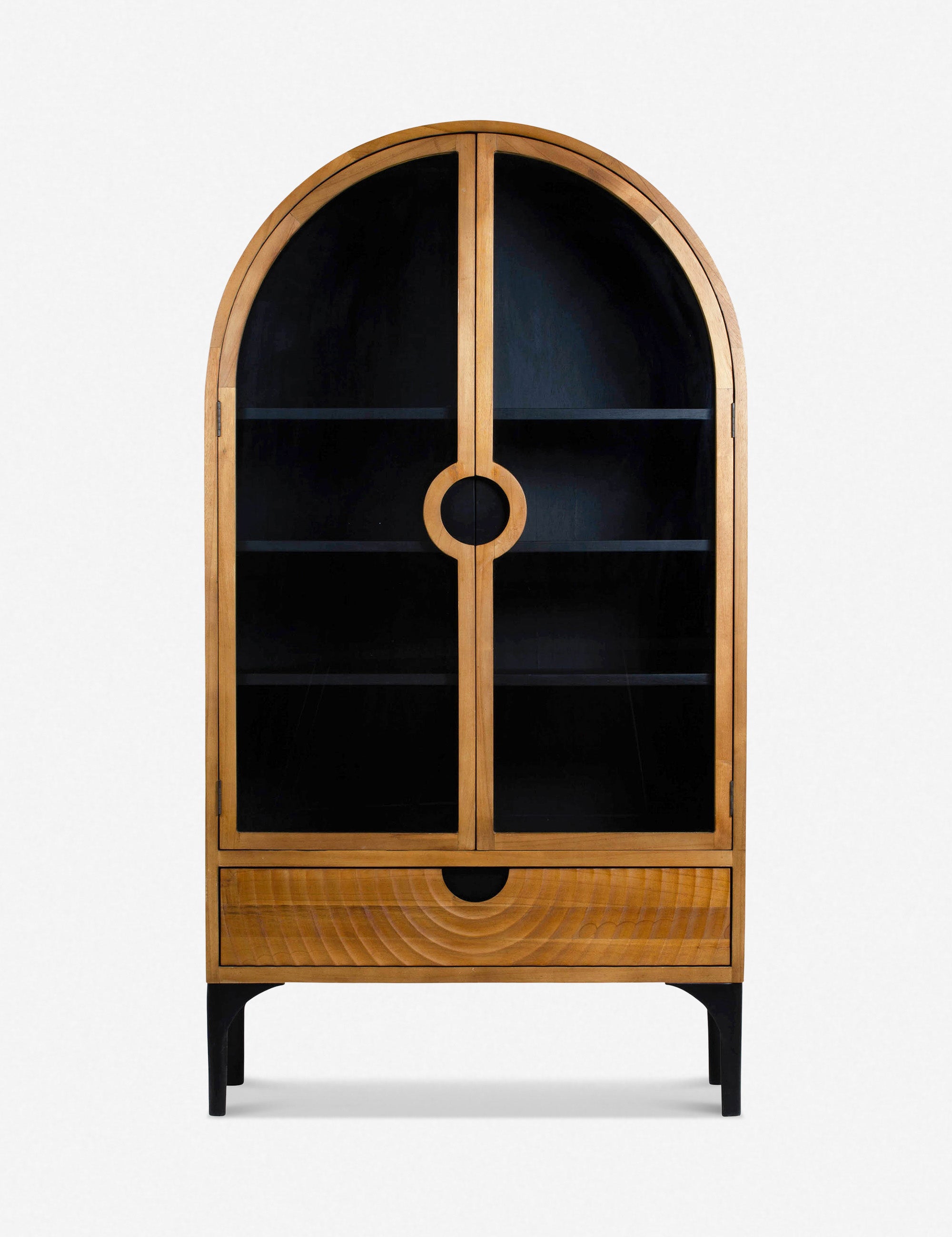 Bucru Glass Display Cabinet - Elegant Wooden Curio Cabinet with LED Lights for Collectibles, China, and Home Decor | Perfect for Living Room, Dining Room, and Office Display