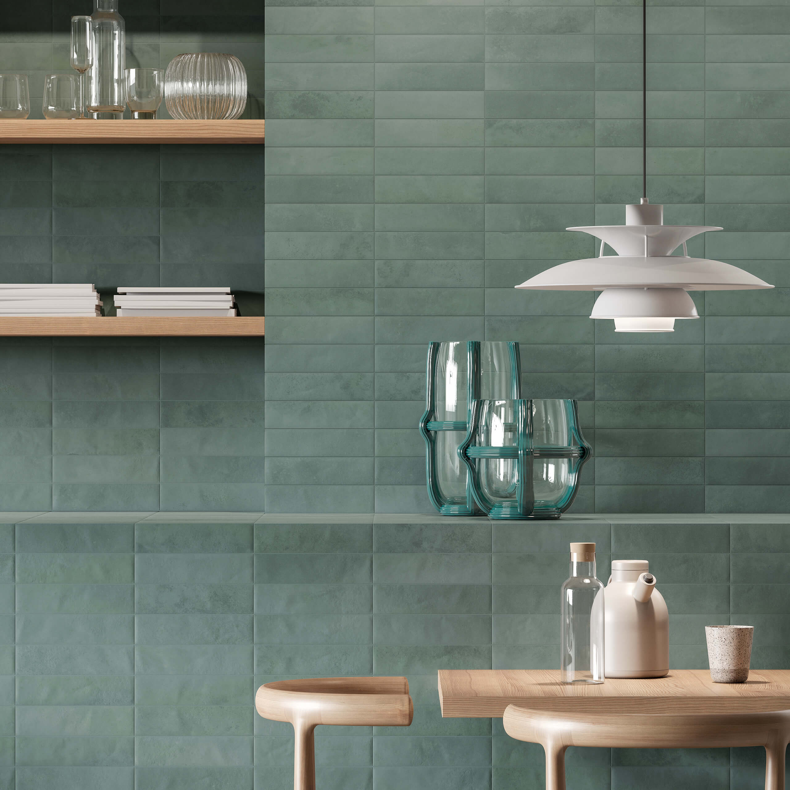 Miniature Ceramic Tiles 60x240mm Matte Green Forest - Perfect for Kitchen Backsplash, Bathroom Walls, and DIY Home Decor Projects