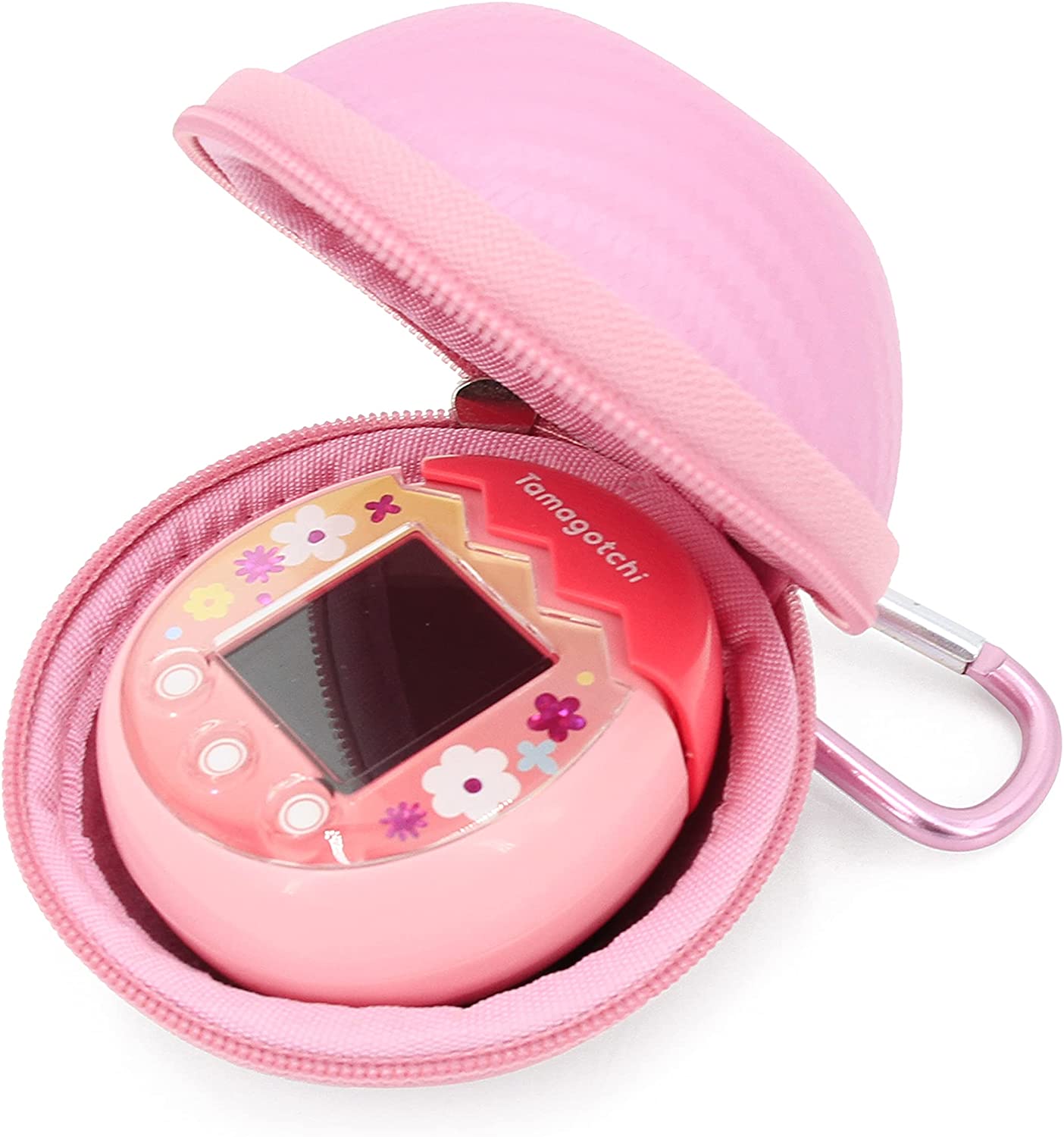 Casematix Pink Carry Case for Tamagotchi Pix Camera - Protective Case with Wrist Strap & Carabiner - Perfect for Virtual Pet Protection and On-the-Go Play