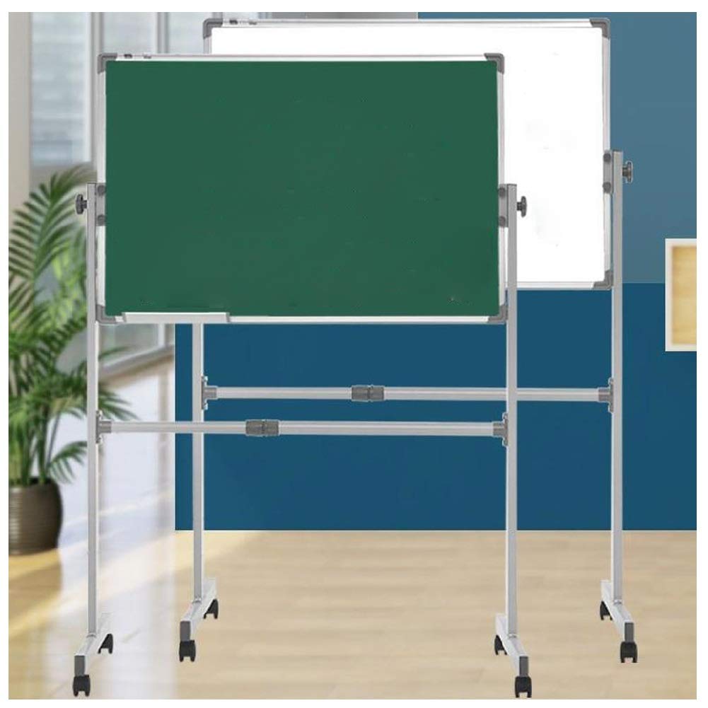 Double-Sided Magnetic Mobile Whiteboard - 75x100cm Dry Erase Board with Rolling Stand (White & Green Sides) - Perfect for Classrooms, Offices & Home Workspaces