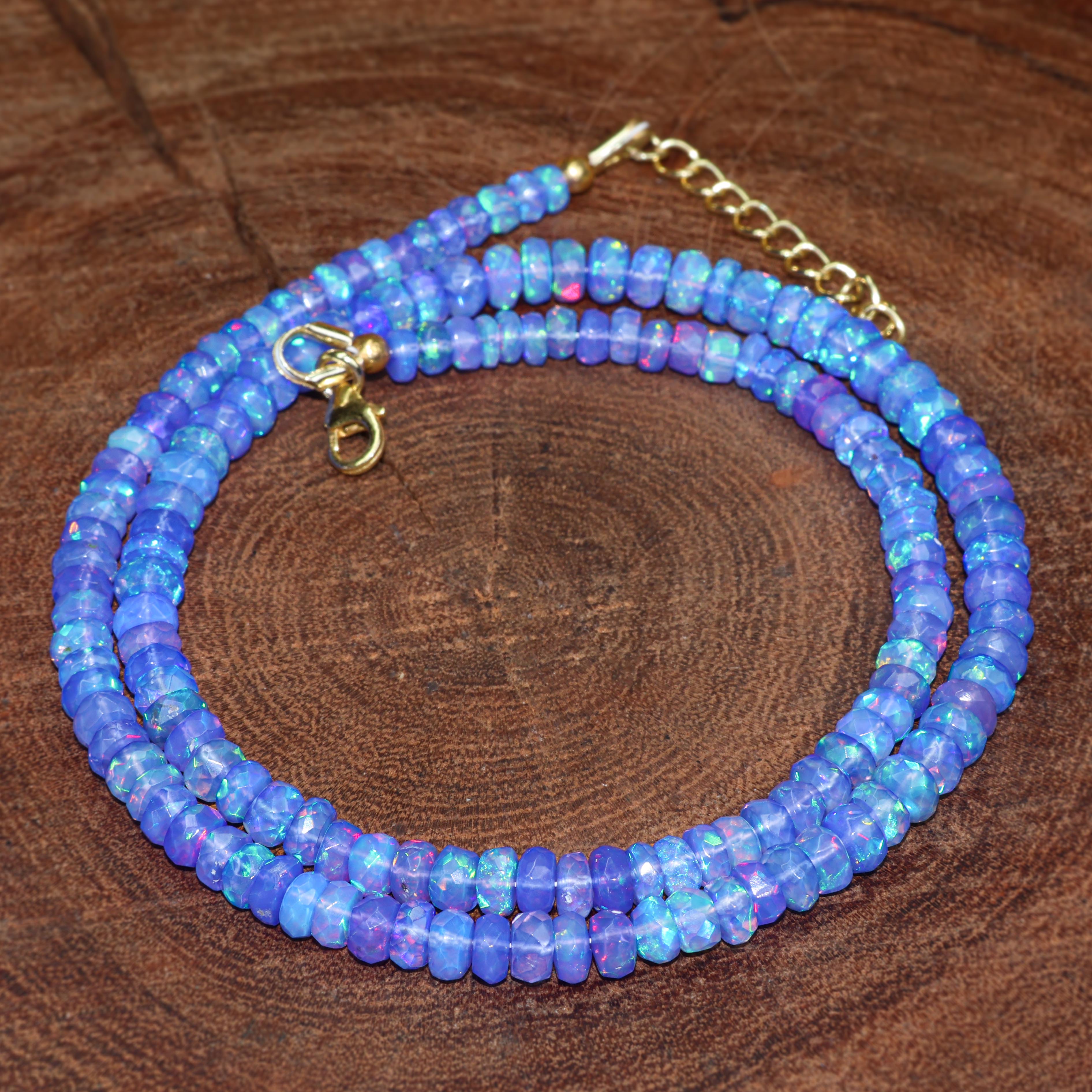 Blue Opal Beaded Necklace for Women - Elegant Handmade Gemstone Jewelry - Perfect for Weddings, Parties & Everyday Wear