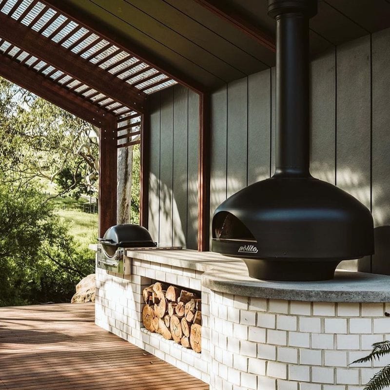 Polito Giotto Wood Fired Pizza Oven with Bench Stand - Outdoor Cooking for Backyard, Patio & Garden - Perfect for Homemade Pizza, Bread & Grilling