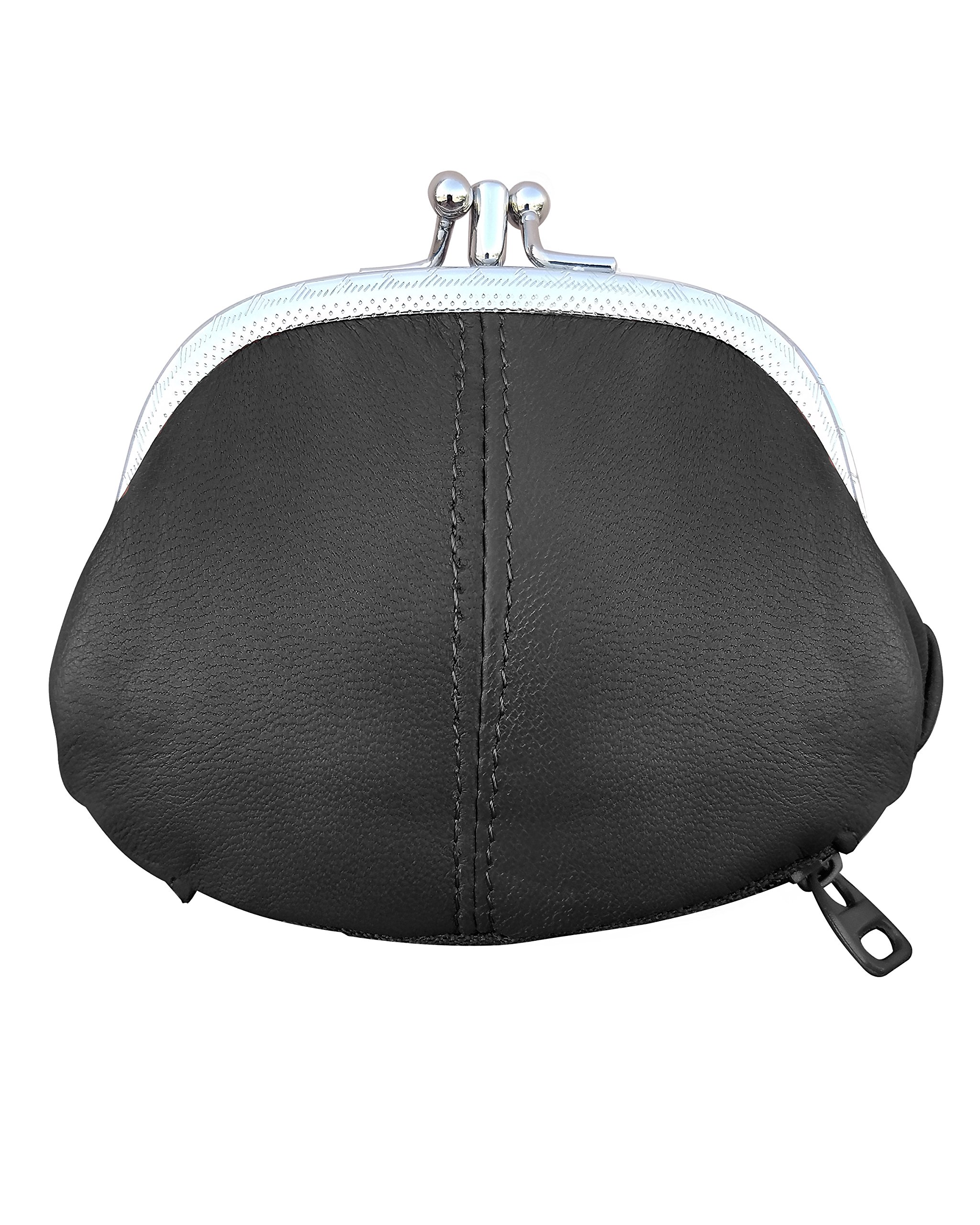 Stylish Women's Leather Kiss Lock Coin Purse - Compact Wallet for Cash, Cards & Coins | Perfect for Everyday Use, Travel & Gifting