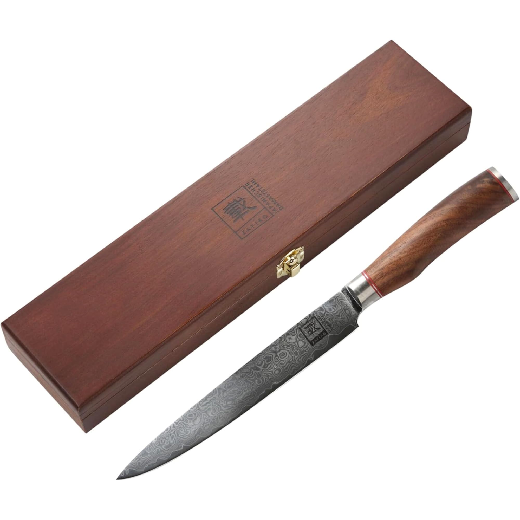 Premium 8-inch Damascus Chef Knife - 67-Layer VG10 Core Steel with Walnut Wood Handle - Professional Kitchen Knife for Meat Cutting, Boning & Food Preparation - Perfect Gift Boxed Culinary Tool for Chefs & Home Cooks