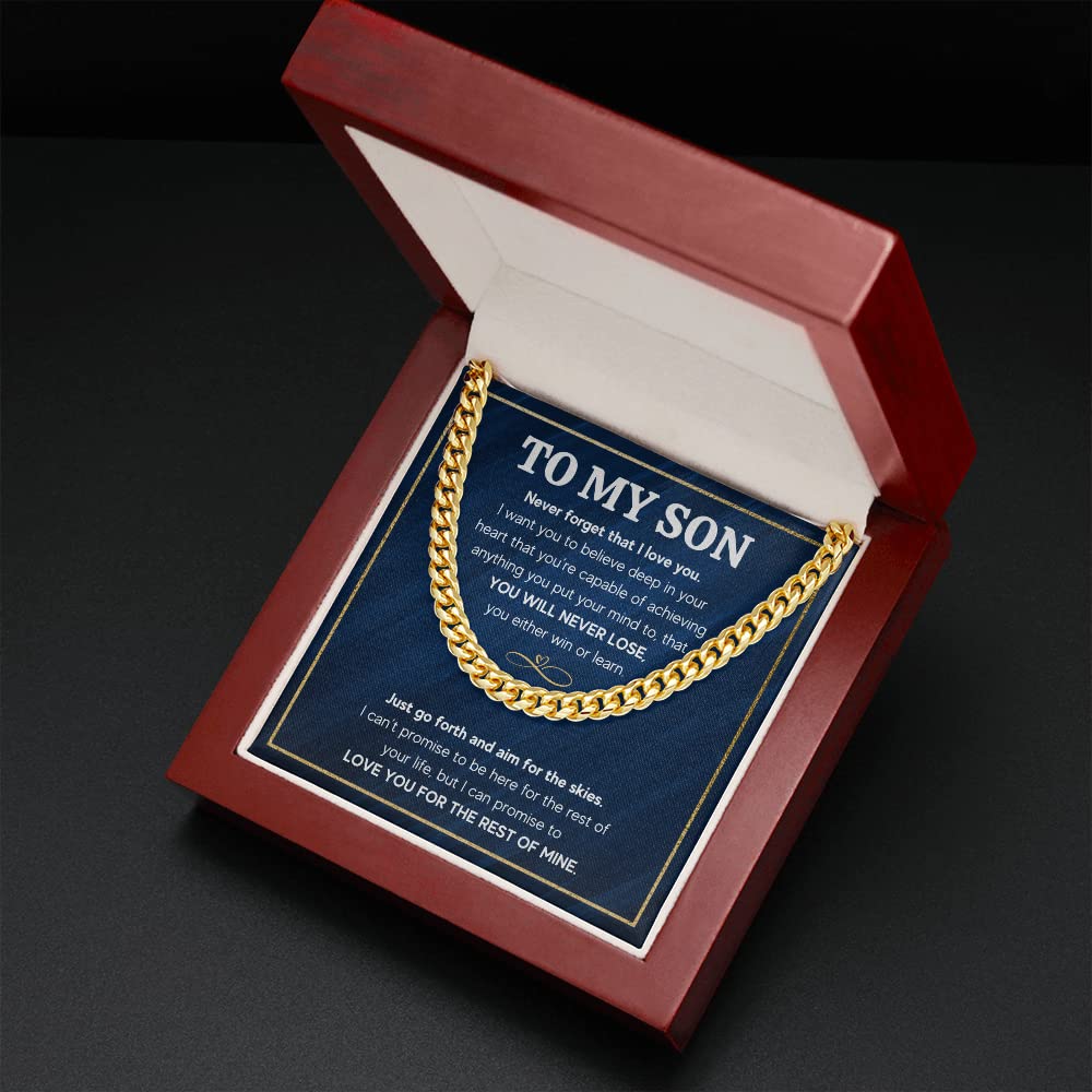 Mom & Son Necklace Gift - Cuban Link Chain for Birthday, Graduation, Christmas - Family Jewelry Present