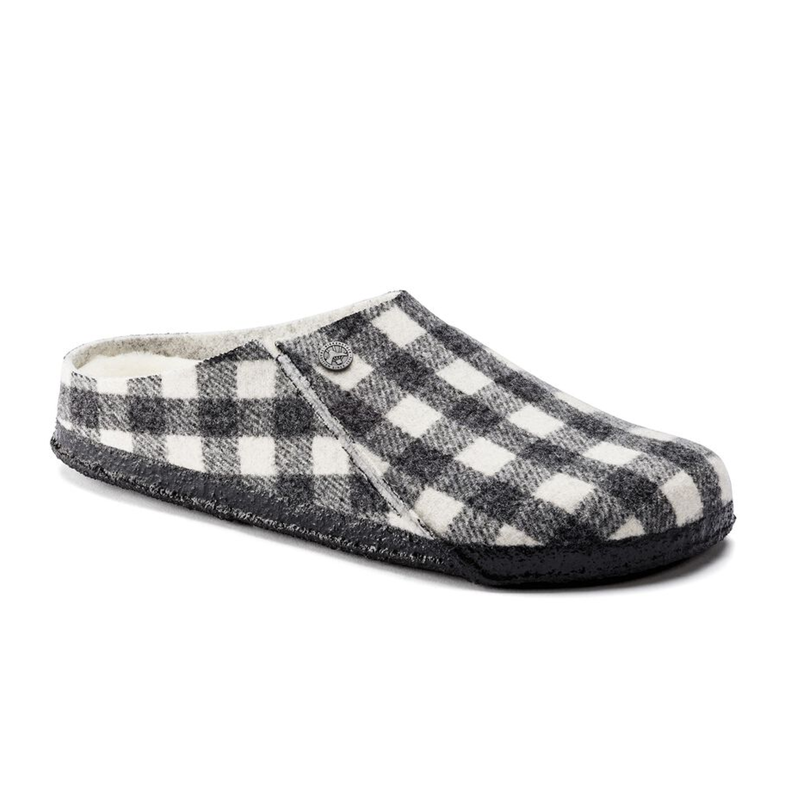 White Plaid Wool/Natural Shearling