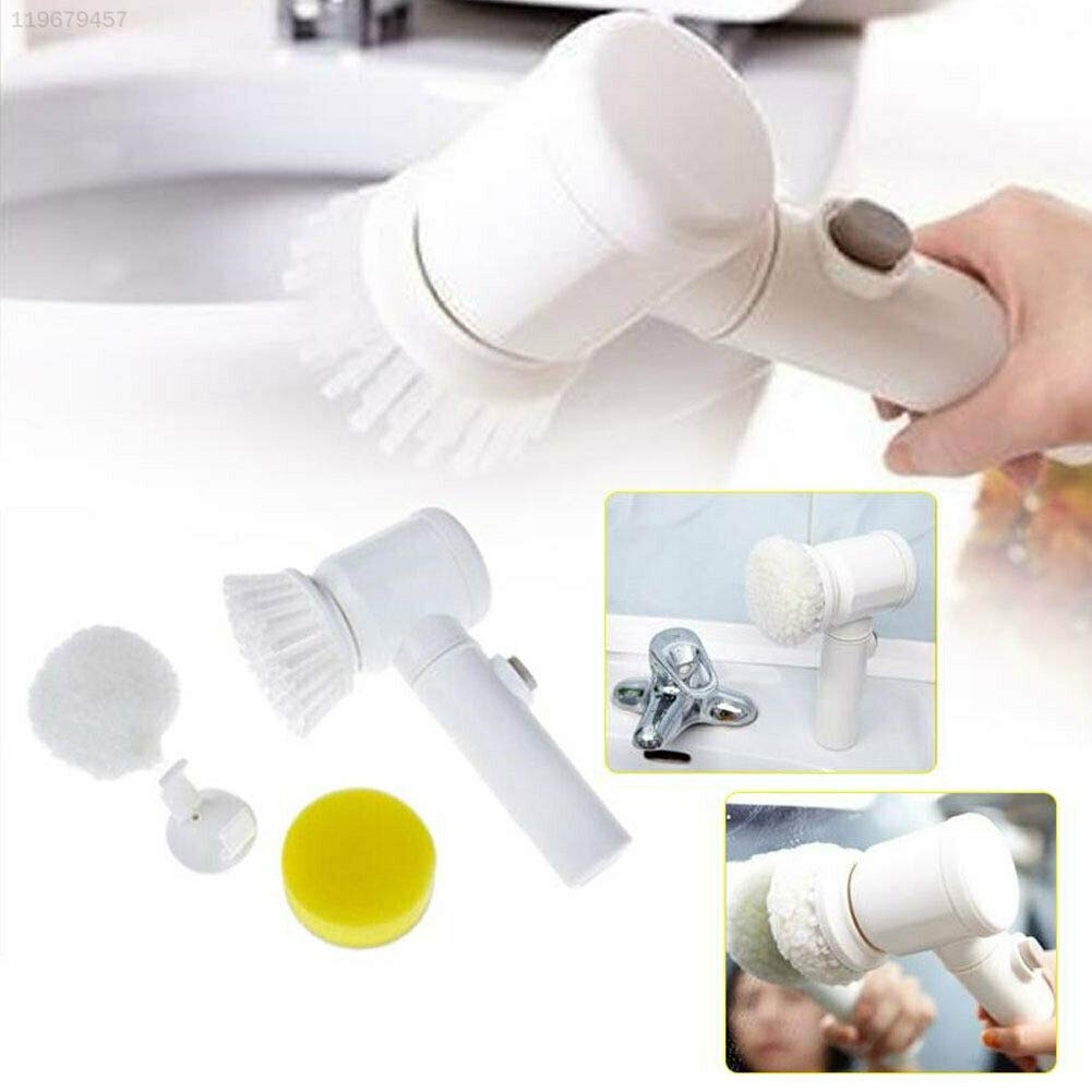 87F1 White & Yellow Multifunctional Electric Bath Cleaning Brush - Waterproof Shower Scrubber for Tile, Grout & Bathtub Cleaning - Ideal for Bathroom, Kitchen & Household Deep Cleaning