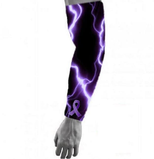 Purple Ribbon Lightning Compression Arm Sleeves for Sports & Recovery - Running, Basketball, Gym Workouts & Arthritis Support