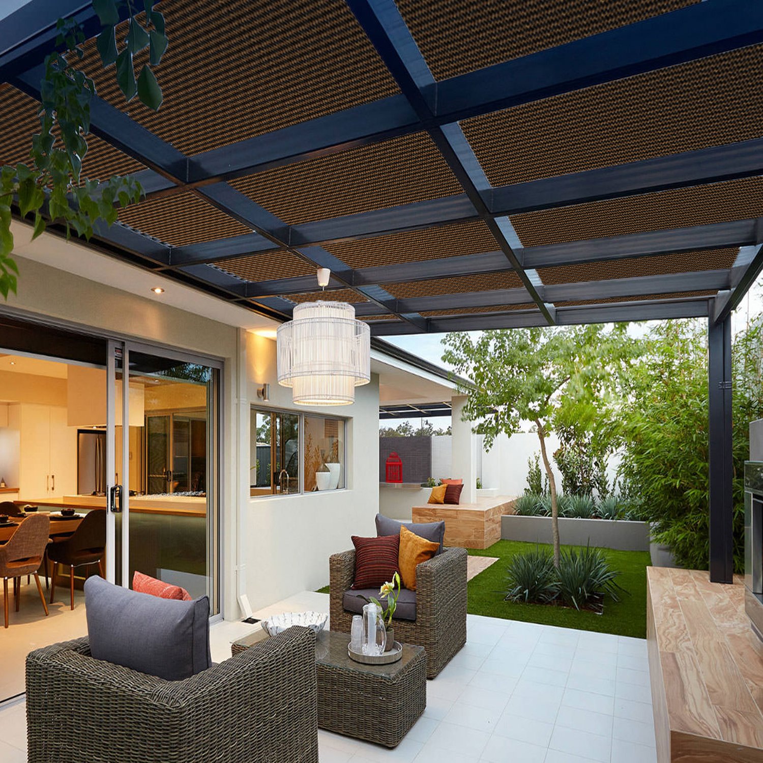 E&K Sunrise 6' x 207' Sun Shade Fabric Roll - UV Resistant Outdoor Shade Cloth for Pergola, Backyard, Garden, Patio, Deck & Greenhouse - Brown - Perfect for Sun Protection & Privacy in Outdoor Spaces