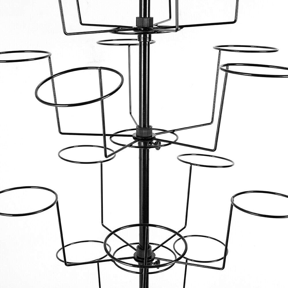 7-Tier Adjustable Rotating Metal Hat Display Stand - 35 Hats Capacity, Multifunctional Cap & Wig Hanger Rack for Retail Stores, Boutiques & Home Organization (Black) - Perfect for Hat Collections, Wig Storage & Retail Displays
