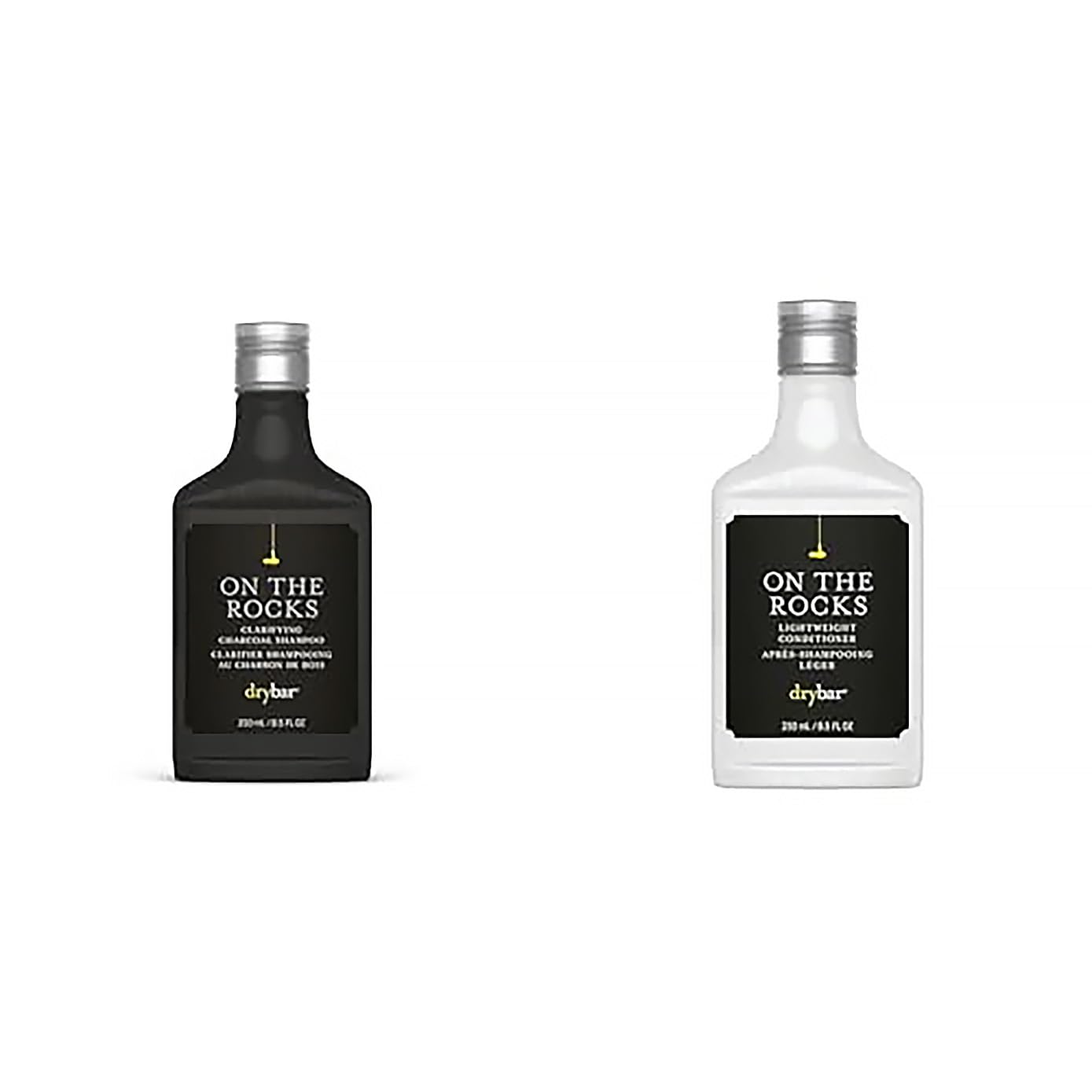Drybar On The Rocks Clarifying Charcoal Shampoo & Lightweight Conditioner Cream Duo Set - Detox & Hydrate for All Hair Types - Perfect for Post-Workout, Travel & Deep Cleansing Days
