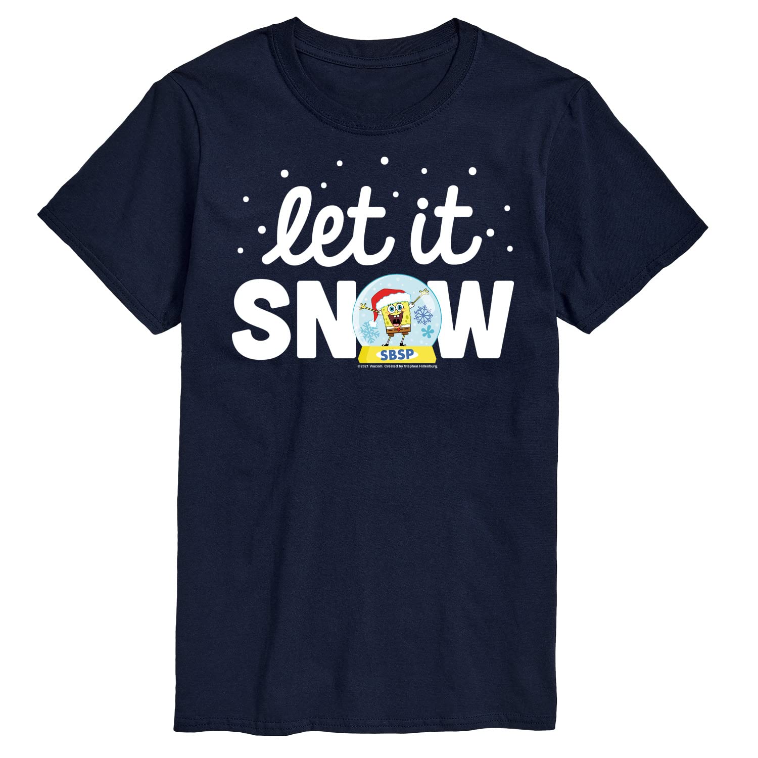 HYBRID APPAREL Spongebob Squarepants Let It Snow Men's Graphic T-Shirt - Funny Cartoon Short Sleeve Tee for Christmas Gifts & Holiday Parties