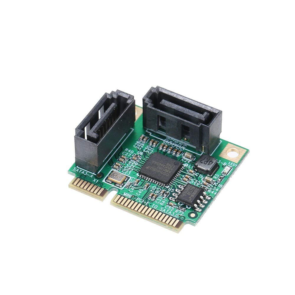 Mini PCI-E to SATA3 Expansion Card - 2 Port SATA III Controller Adapter for SSD/HDD - Upgrade Laptop Storage for Gaming, Editing & Data Backup