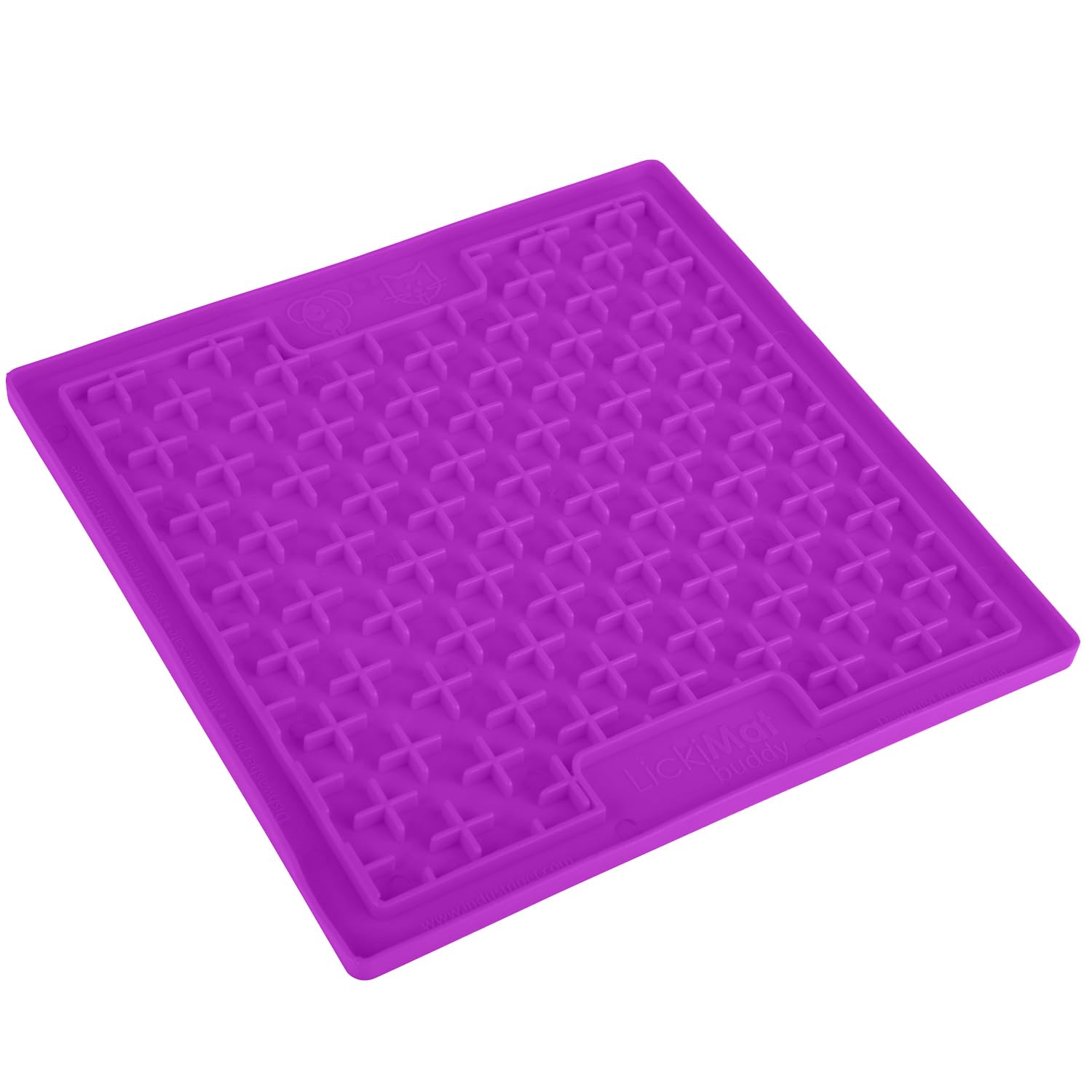 LickiMat Classic Buddy Cat Slow Feeder Lick Mat - Anxiety & Boredom Relief for Cats - Perfect for Wet Food, Treats, Yogurt & Peanut Butter - Fun Alternative to Slow Feed Bowl - Purple - Great for Mealtime Enrichment & Stress Reduction