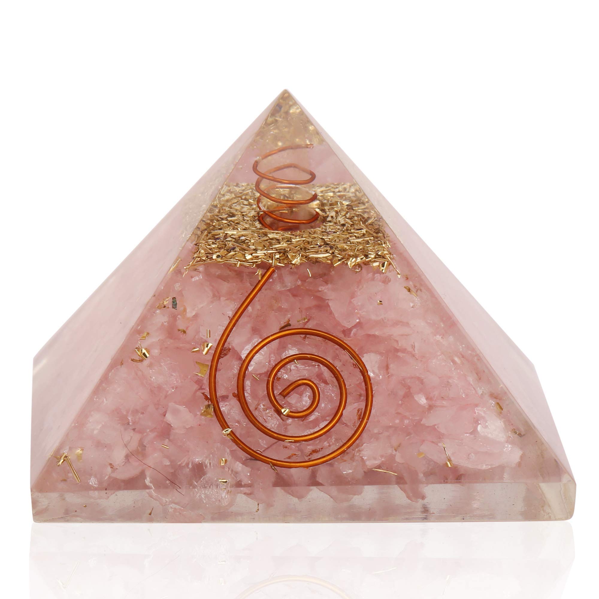 Rose Quartz Orgone Pyramid - EMF Protection & Healing Crystal for Home, Office, Meditation | Energy Generator for Positive Vibes & Stress Relief