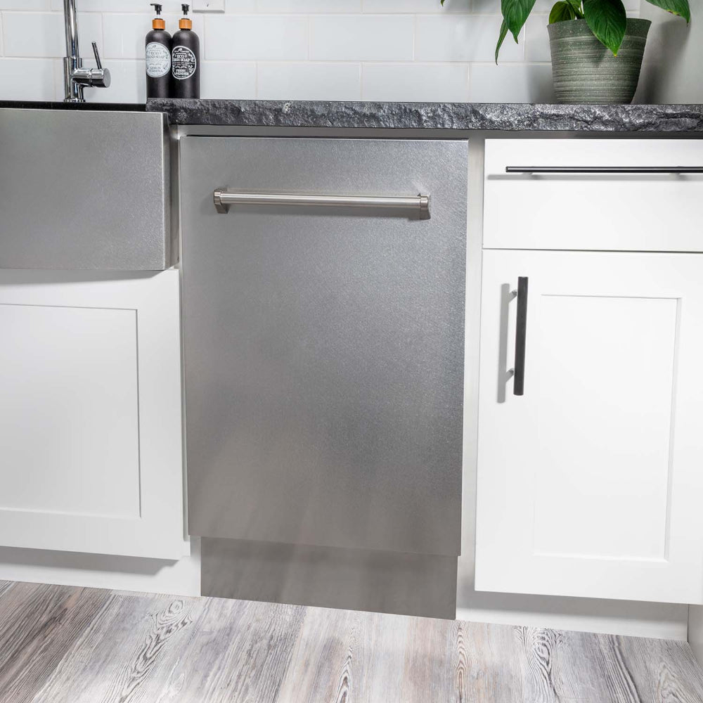 ZLINE 18 Inch Tallac Series 3rd Rack Top Control Dishwasher - Stainless Steel Panel & Tub, 51dBa Ultra Quiet (DWV SN 18) | Perfect for Modern Kitchens, Small Homes & Open-Concept Living Spaces