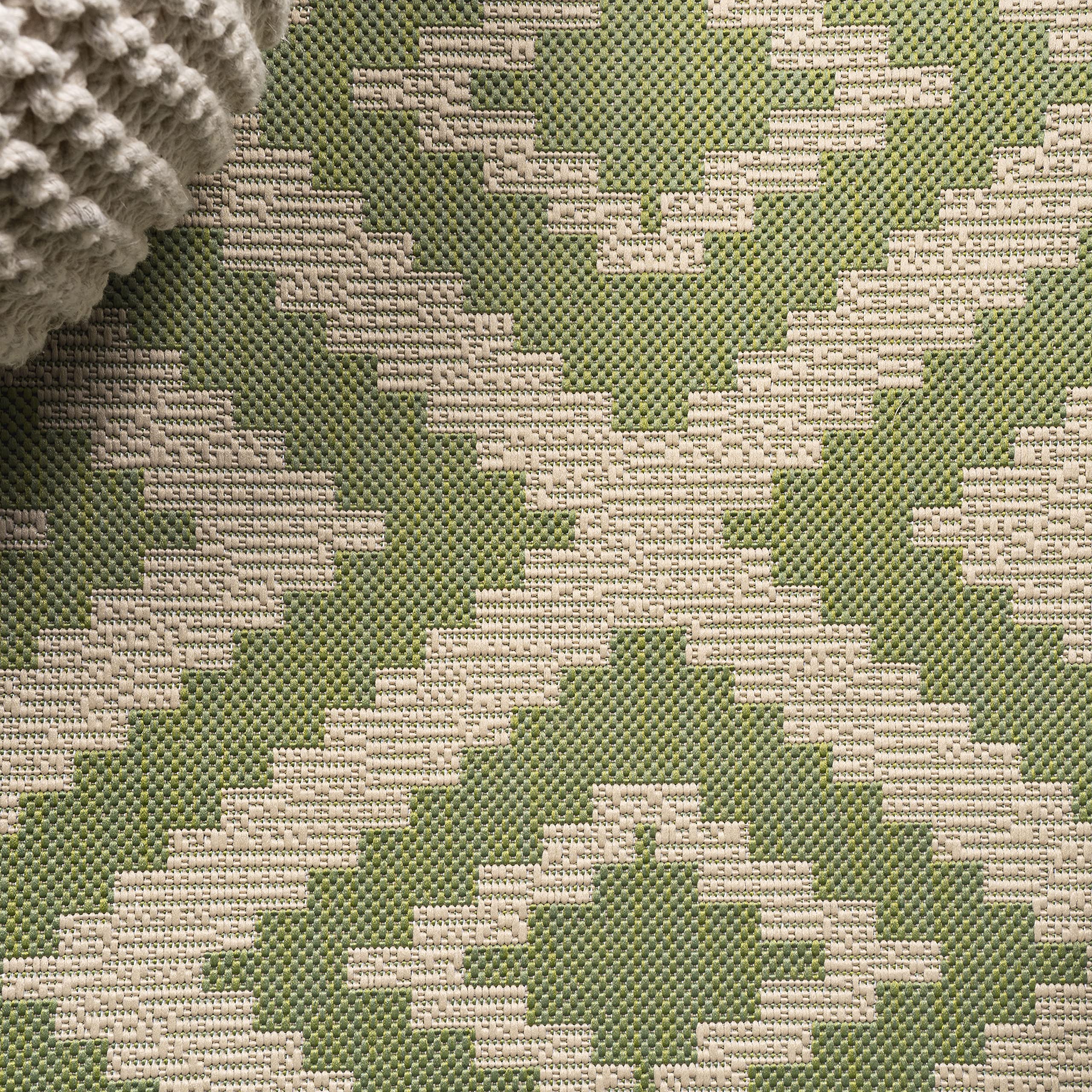 Jonathan Y SMB116B-28 Sintra Diamond Tribal Indoor/Outdoor Area Rug - Bohemian Coastal Design, Easy Cleaning, Non-Shedding - 2' x 8' Green/Cream - Perfect for Bedroom, Kitchen, Backyard & Patio Decor