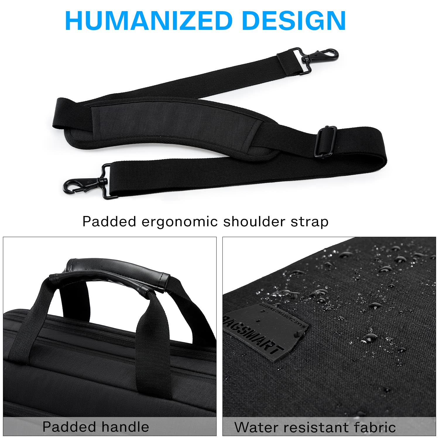 BAGSMART 18 Inch Expandable Laptop Bag for Men & Women - Water-Resistant Business Briefcase, Computer Shoulder Bag for Work, Office & Travel - Black | Perfect for Business Professionals & Daily Commuters