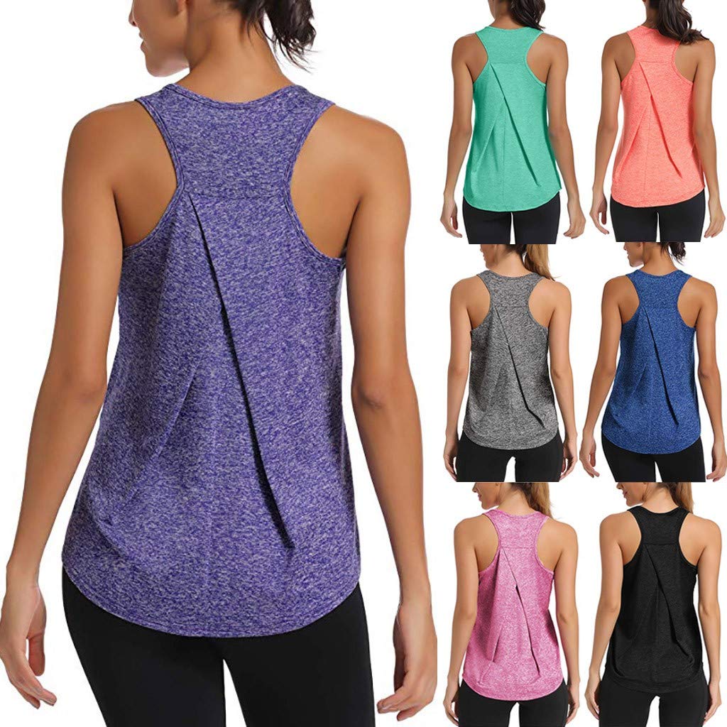 Women's Loose Fit Racerback Tank Tops - Breathable Workout Shirts for Running, Yoga & Gym - Backless Muscle Tanks for Summer Sports & Active Wear