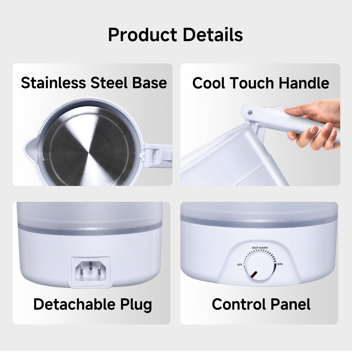 Foldable Electric Travel Jug 0.6L - Portable Water Kettle with Auto Shut-Off | Perfect for Camping, Office & Hotel Use (PPJ2027)
