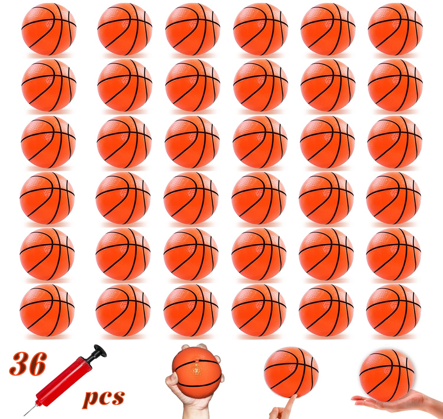 Hymaz 36 Pcs 4 Inch Mini Basketballs for Kids - Inflatable Sports Toys for Pool, Beach & Party Games