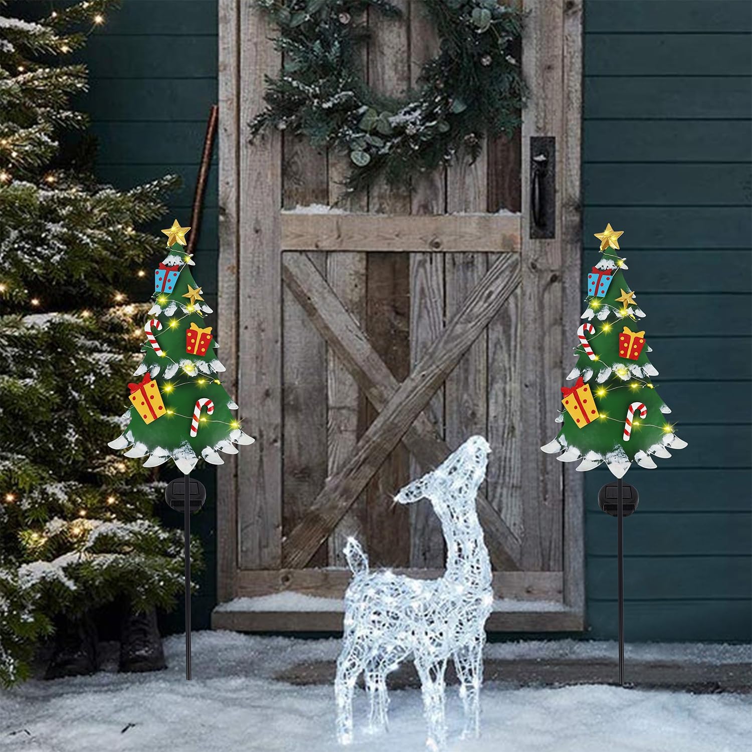 2 Pack Solar Christmas Tree Outdoor Decorations - 41