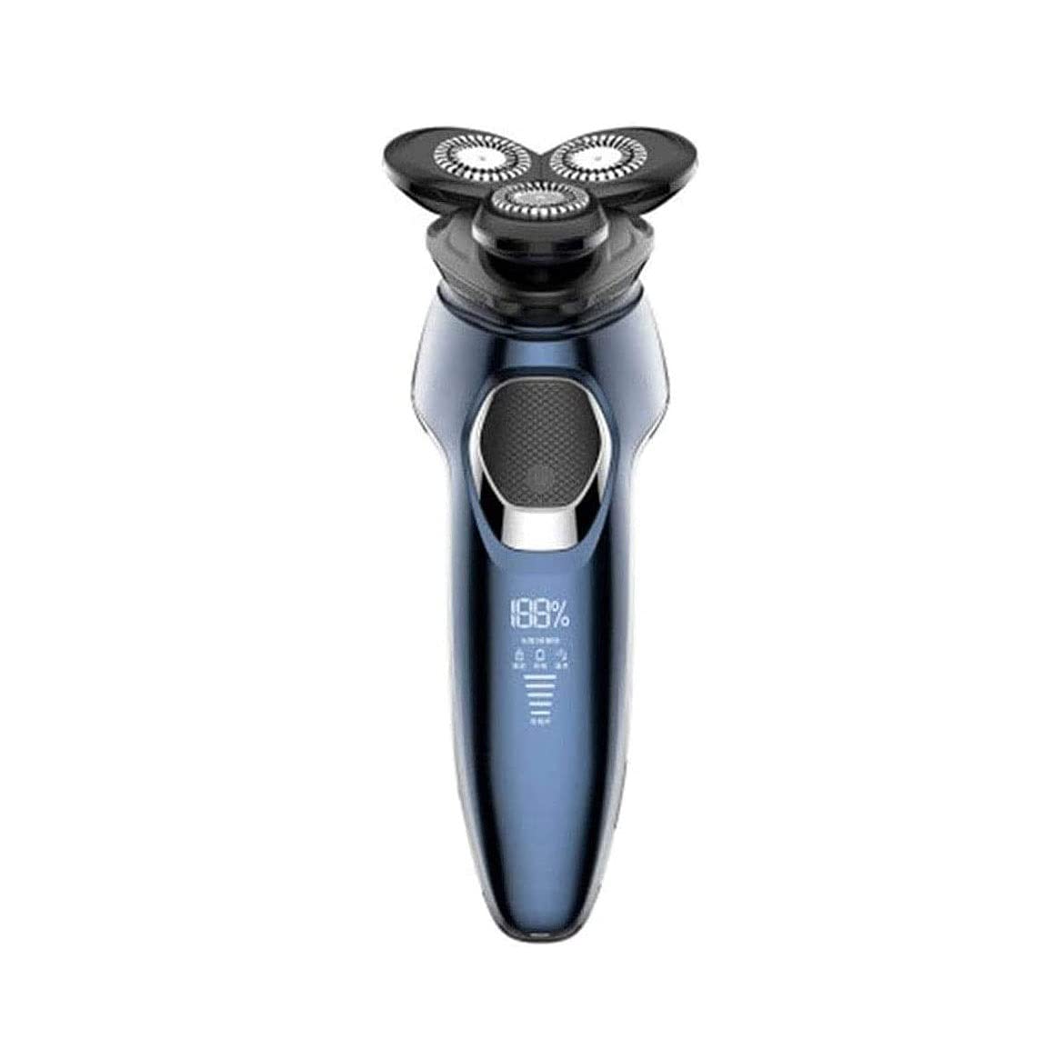Best Men's Electric Shaver - Waterproof Rotary Facial Razor for Wet/Dry Use with LED Display & USB Rechargeable - Perfect for Travel, Home & Gym Grooming (Blue)