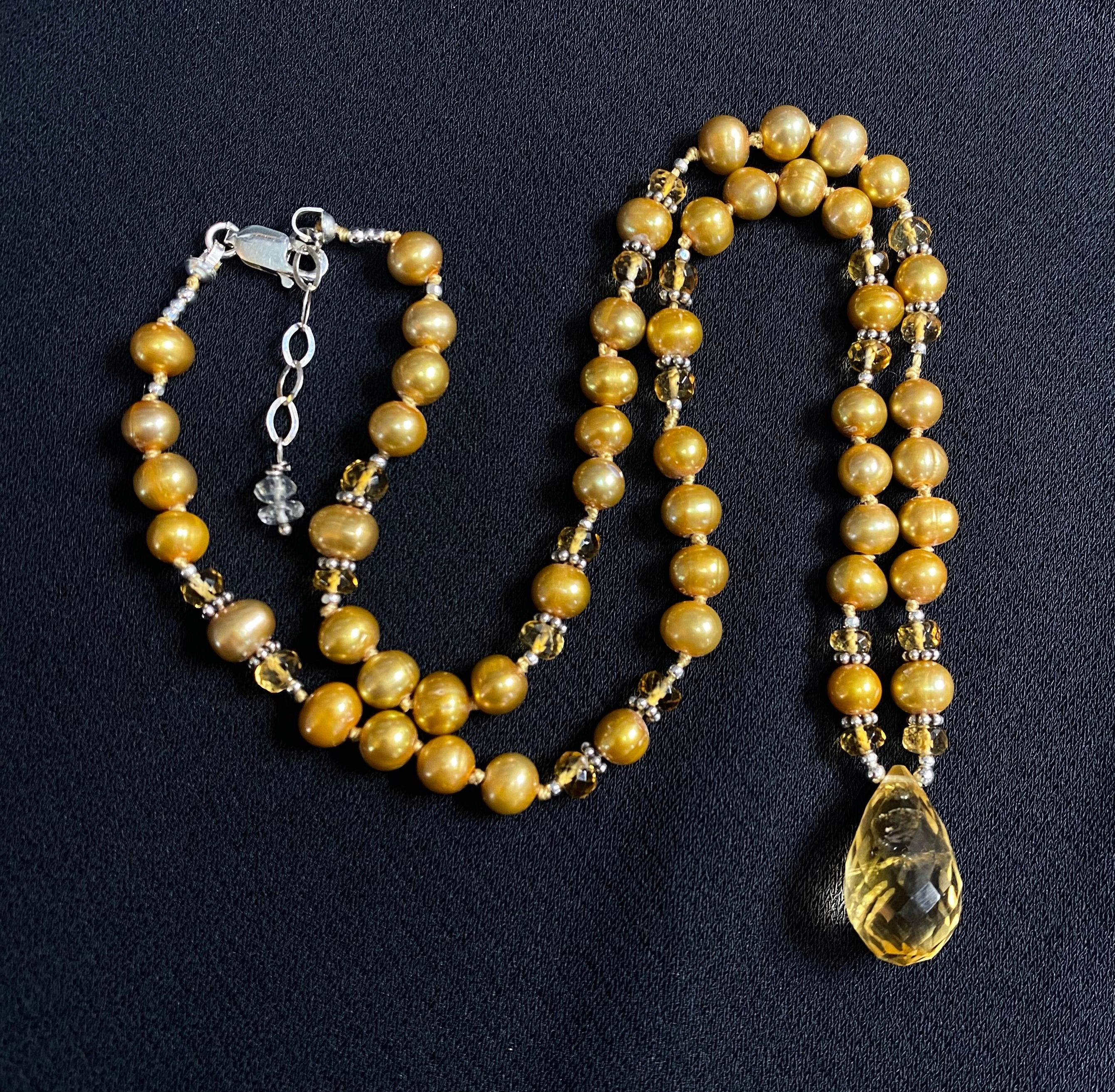 Natural Citrine Gemstone & Pearl Pendant Necklace - 925 Sterling Silver Jewelry for Women - Perfect for Weddings, Anniversaries & Gift Giving