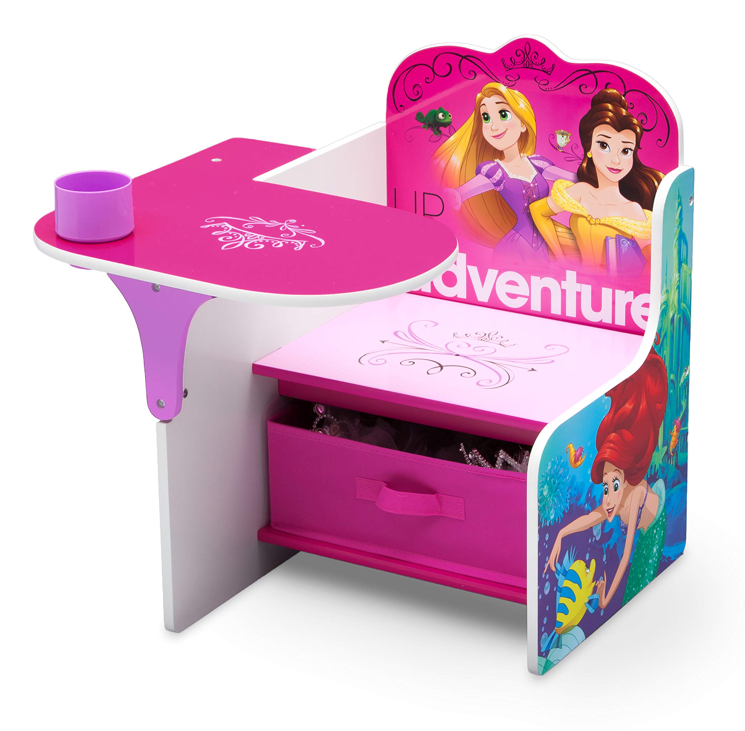 Delta Children Disney Princess Chair Desk with Storage Bin - Kids Study & Play Table for Bedroom, Classroom, or Playroom