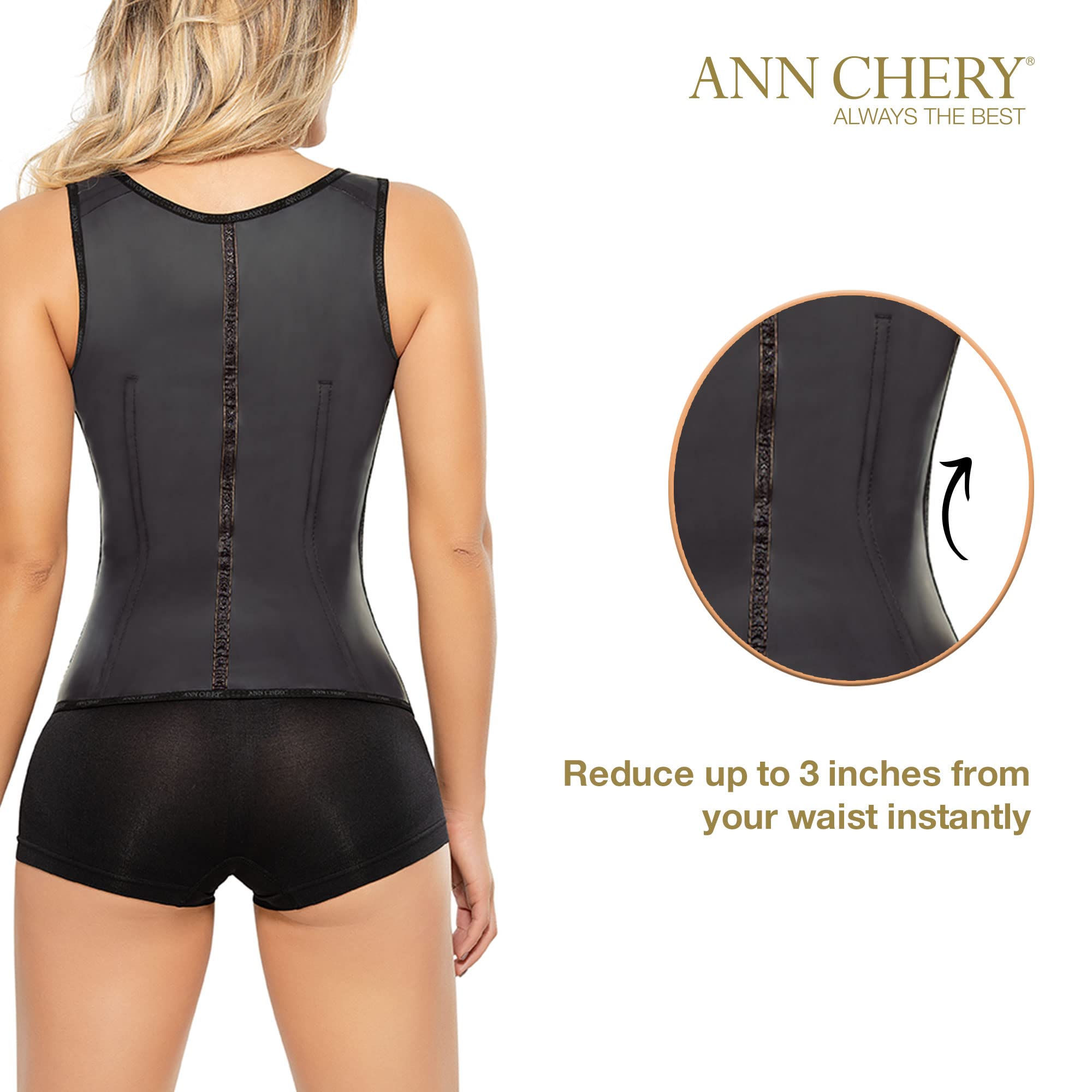 Ann Chery Women's Waist Trainer Corset - Colombian Waist Cincher for Weight Loss & Body Shaping with Adjustable Straps & 3 Hook Closure - Perfect for Tummy Control, Postpartum Recovery & Gym Workouts