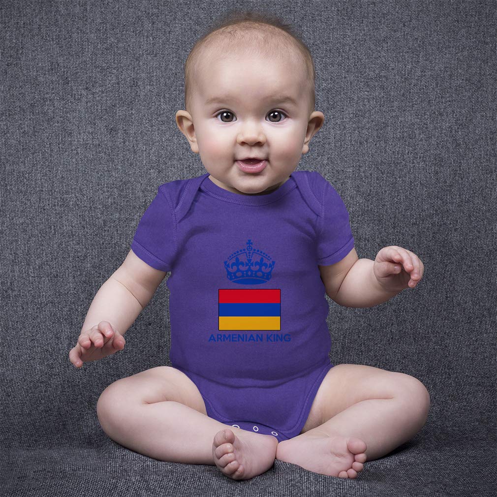 Custom Armenian King Crown Baby Bodysuit - Funny Cotton Baby Clothes for Boys & Girls - Perfect for Photoshoots, Birthday Parties & Family Events