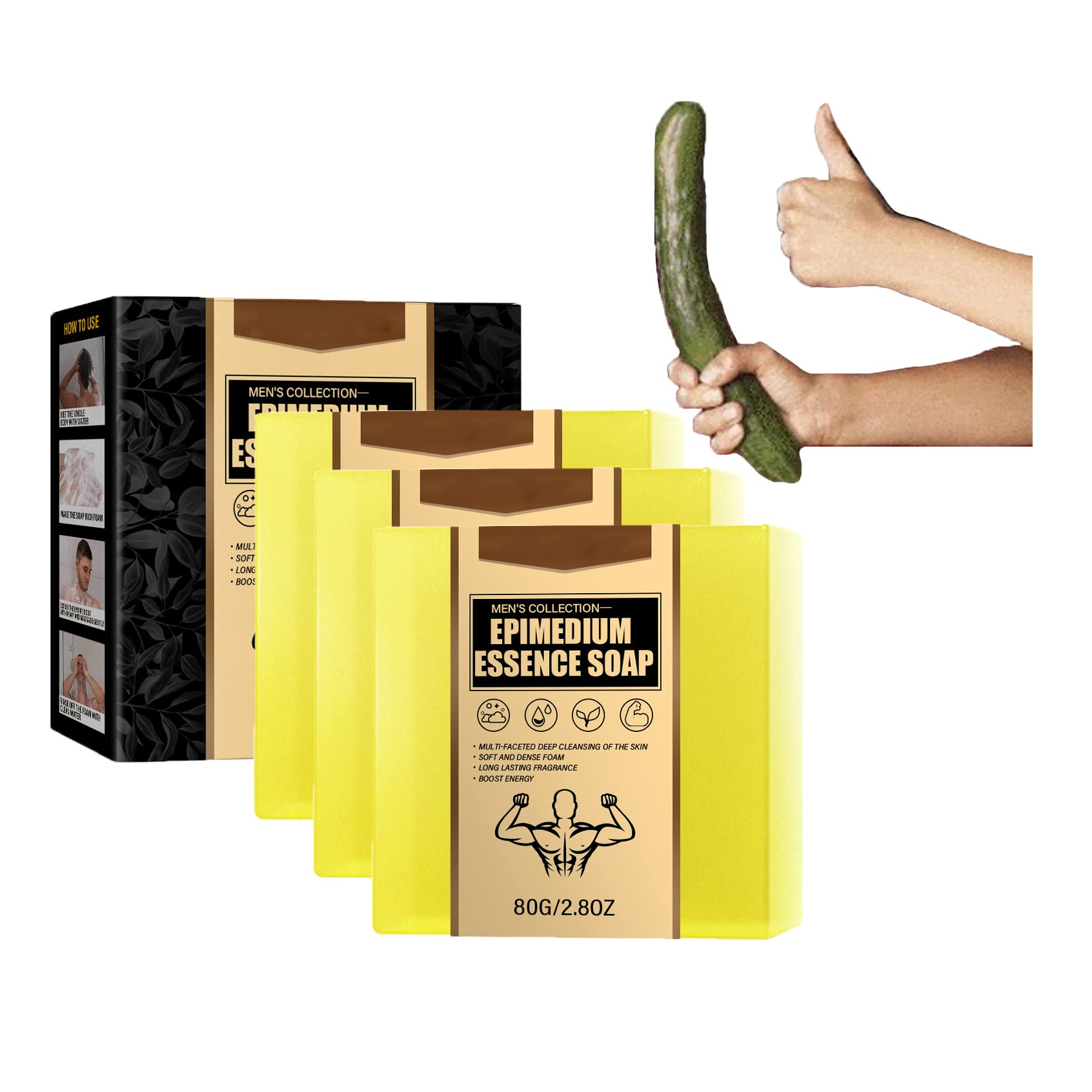 XIRUJNFD Epimedium Essence Soap for Men - 3 Pack Natural Herbal Bar Soap for Male Intimate Care & Skin Health | Gentle Cleansing for Sensitive Skin, Post-Workout & Daily Hygiene