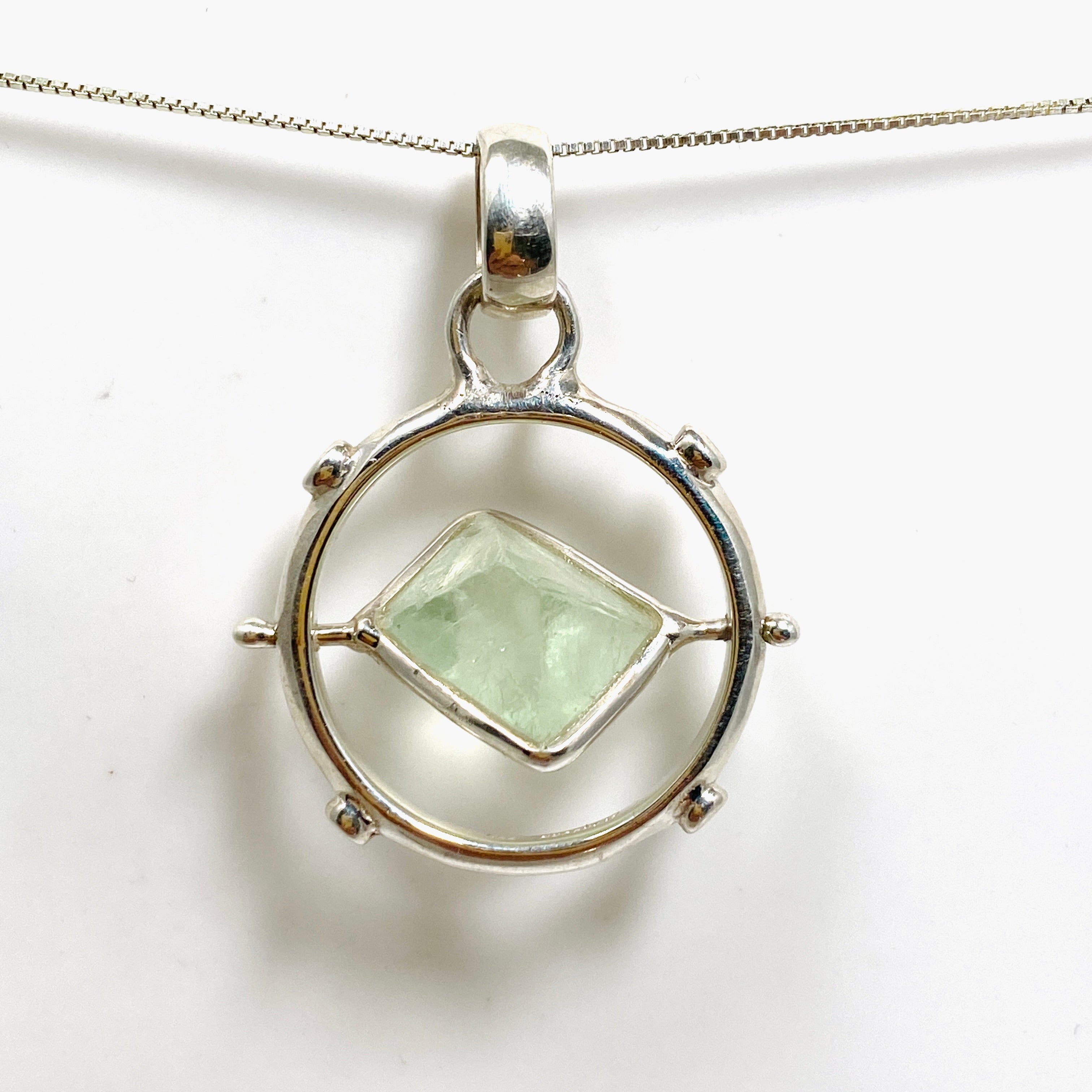 Natural Fluorite Octahedron Raw Crystal Pendant - Healing Stone Jewelry for Meditation, Energy Work & Spiritual Gifts (GPJ20)