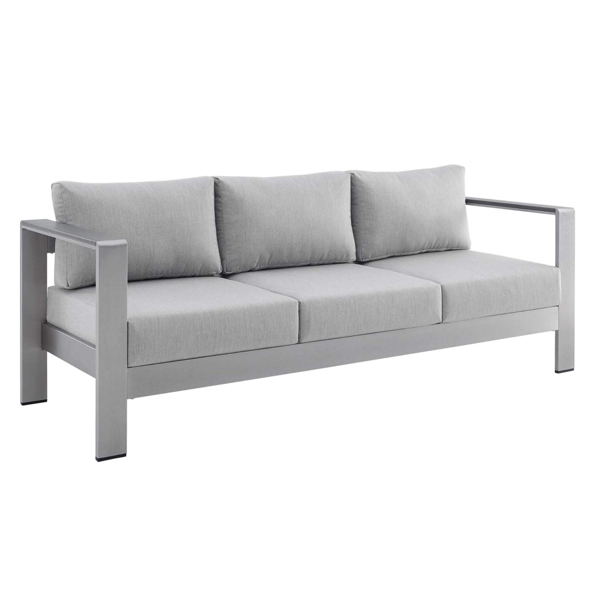 Ergode Shore Aluminum 4-Piece Outdoor Patio Furniture Set with Weather-Resistant Sunbrella Cushions - Includes Sofa, 2 Armchairs & Coffee Table for Backyard, Garden or Poolside Relaxation