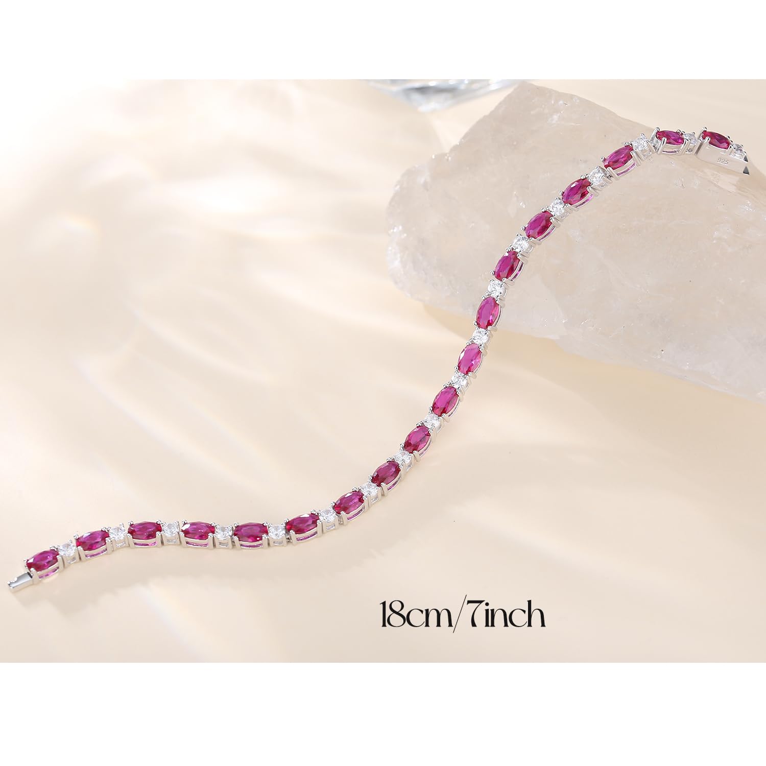 FANCIME Sterling Silver Birthstone Tennis Bracelet - Dainty Charm Bracelet for Women, Mom, Birthday Gift, 7