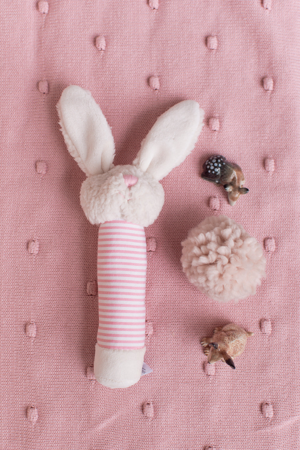 Bella Bunny Rattle Toy - Soft Plush Baby Teether with Gentle Rattle Sound, Cute Pink Bunny for Newborns & Infants - Perfect for Playtime, Nursery Decor & Baby Shower Gifts