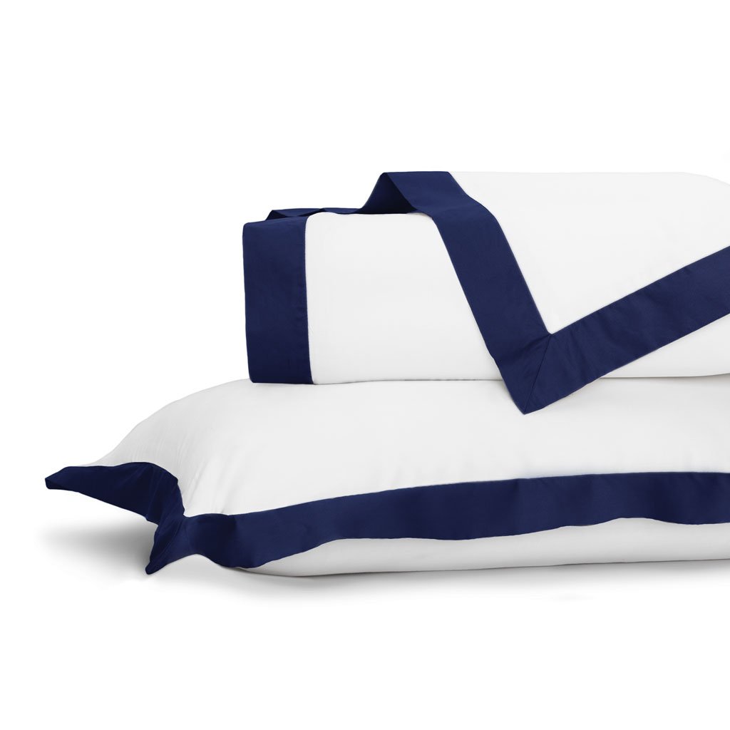 Premium Navy Blue Linden Border Duvet Cover Set - Soft Luxury Bedding for Queen/King Size - Perfect for Modern & Coastal Bedroom Decor