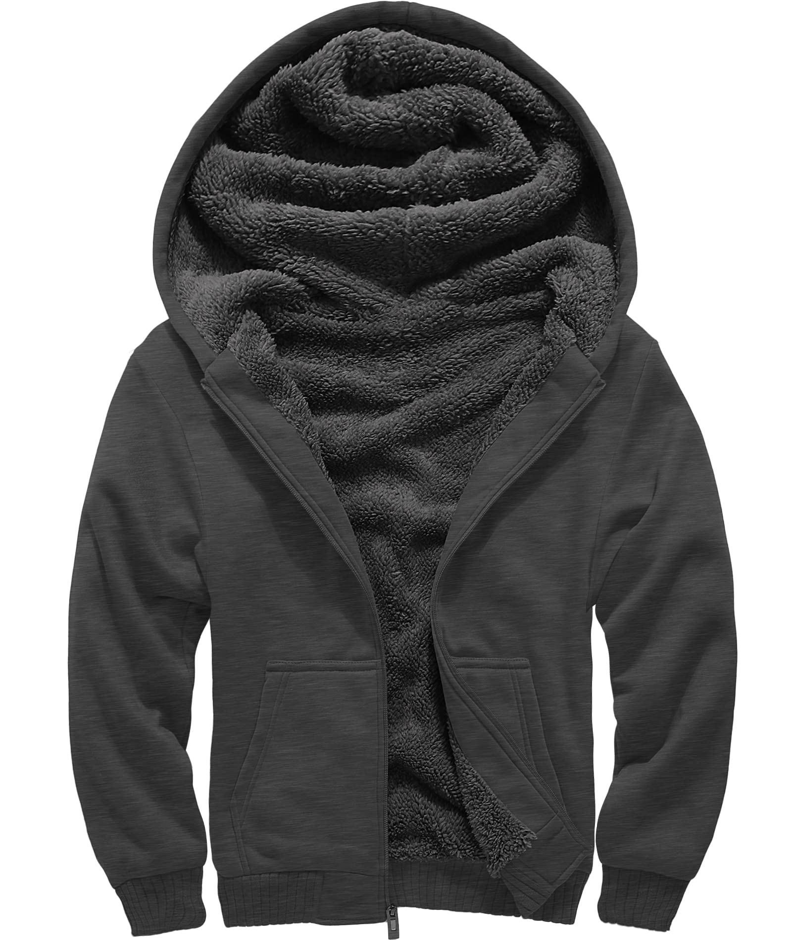Men's Little Beauty Zip-Up Hoodie - Fleece Sherpa Lined Winter Jacket | Heavyweight Wool Sweatshirt for Outdoor Activities & Casual Wear